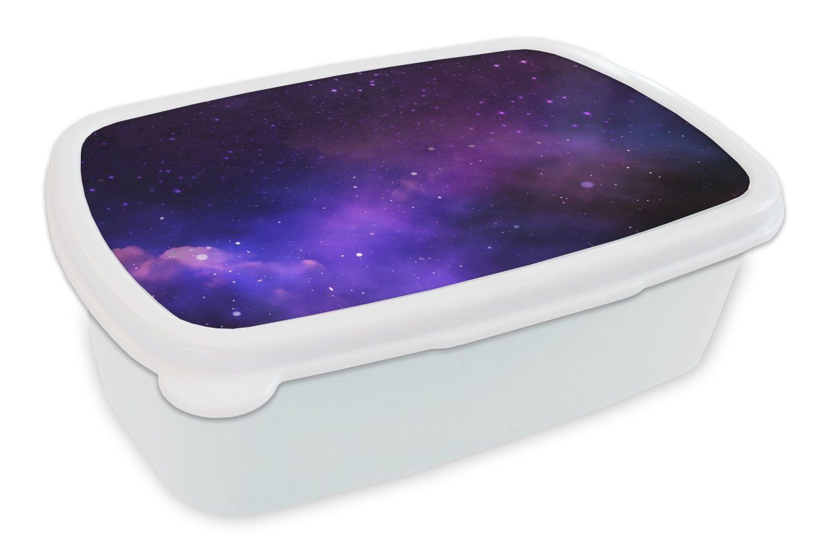 MuchoWow Lunchbox Sternenhimmel - Sonne - Universum, Kunststoff, (2-tlg), Brotbox für Kinder und Erwachsene, Brotdose, für Jungs und Mädchen weiß