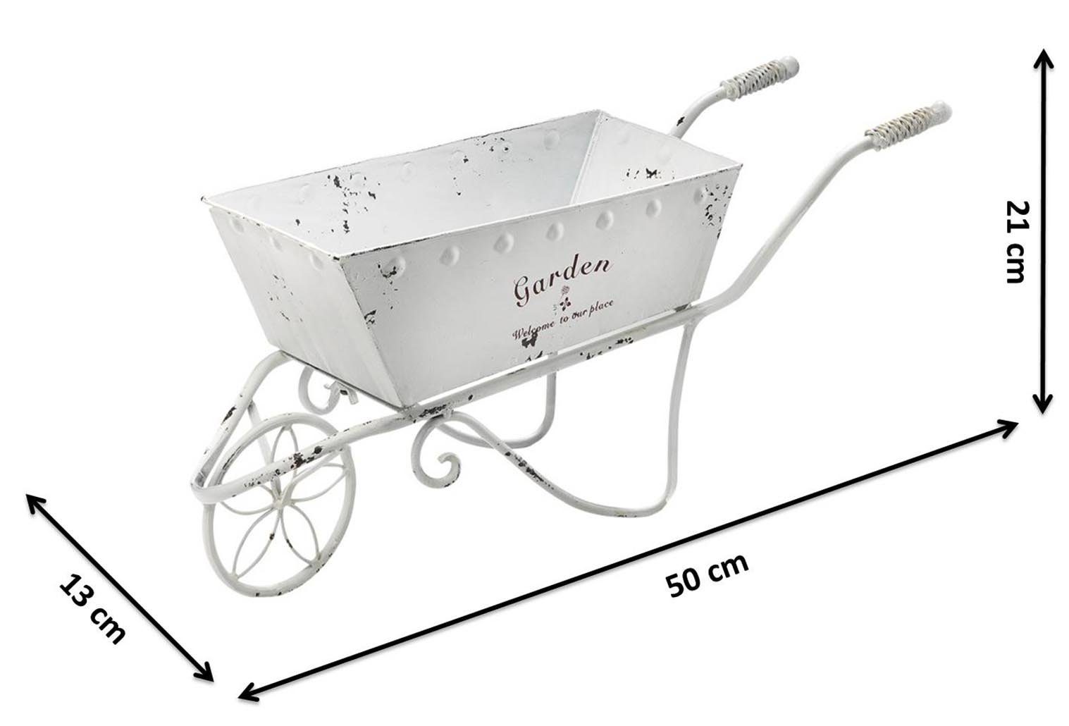Kobolo Blumentopf Pflanzgefäß Schubkarre Metall weiß günstig online kaufen