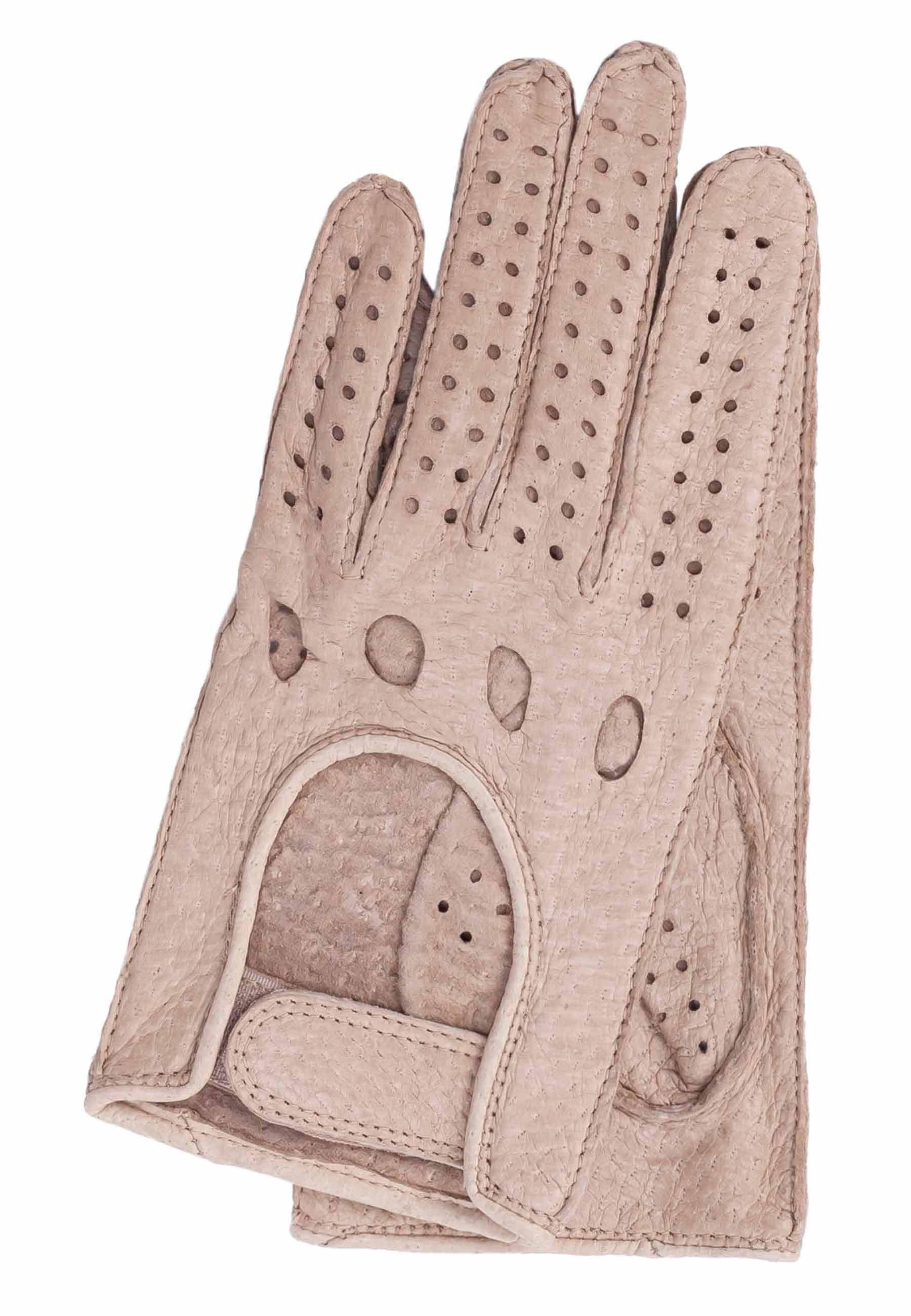 GRETCHEN Lederhandschuhe Womens Peccary Driving Gloves in klassischem Autohandschuh-Design beige