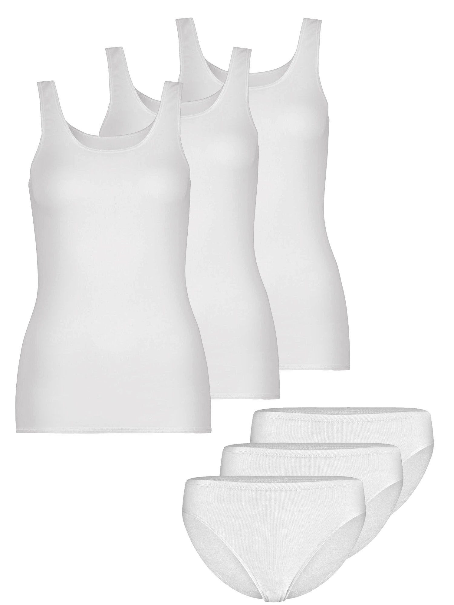 Nina Von C. Set: Unterhemd 6er Pack Damen Achselhemd & Hüftslip Fine Cotton (Packung, 6-tlg) reine Baumwolle, keine störenden Seitennähte