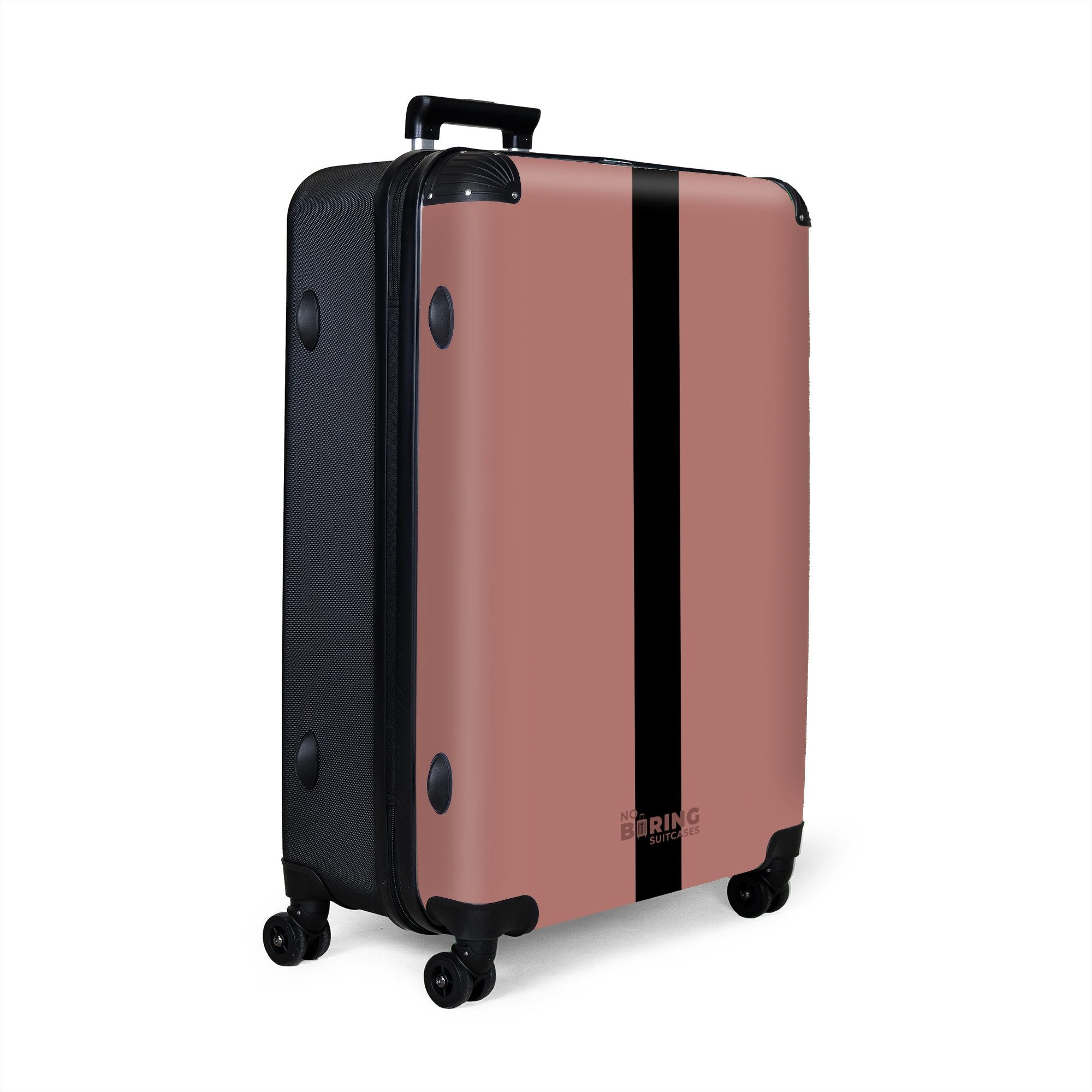 NoBoringSuitcases.com© Hartschalen-Trolley Rosa mit schwarzem Streifen günstig online kaufen