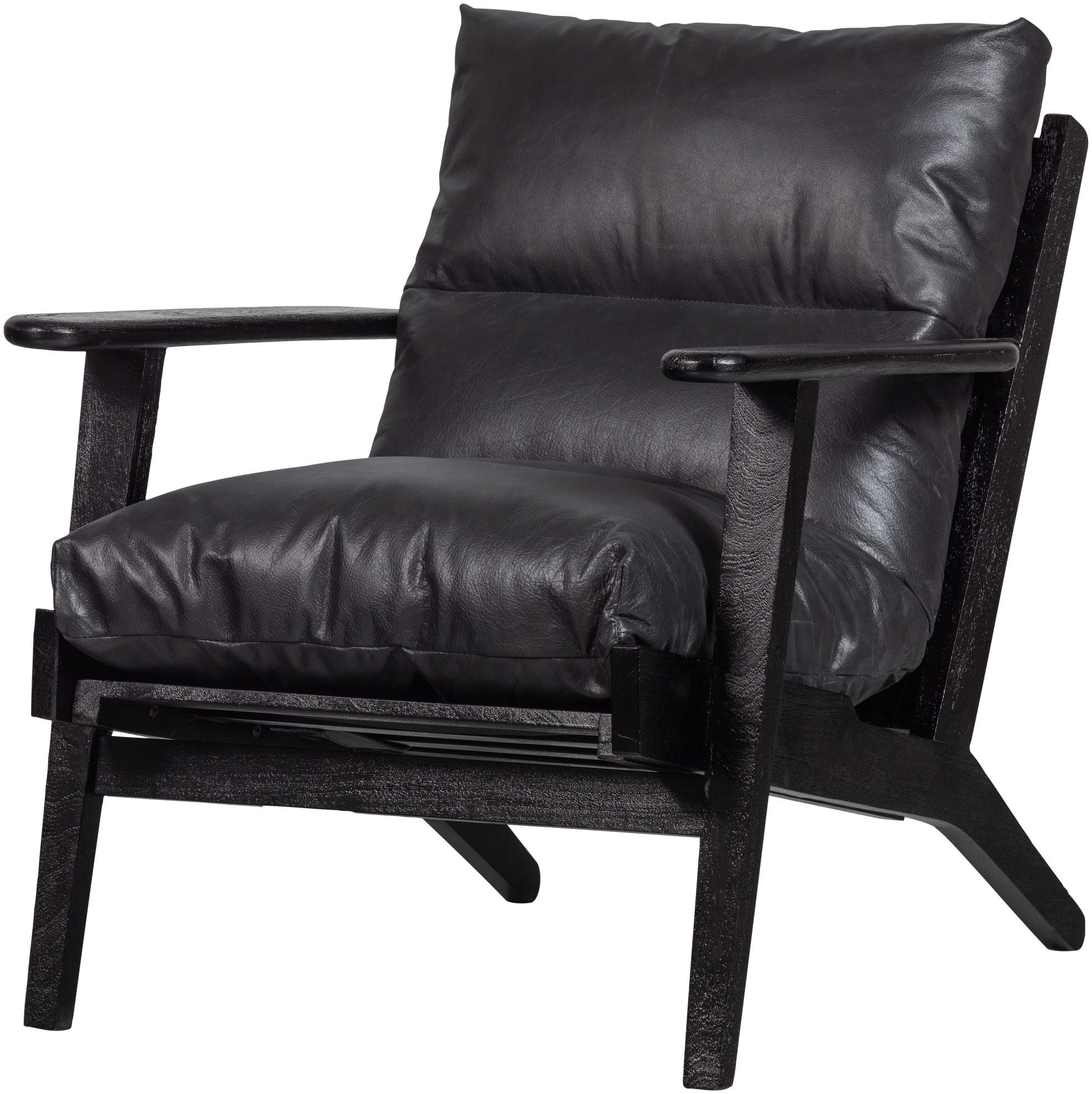 WOOOD Sessel Houston Akazienholz-Rahmen mit Bezug, H 86 x B 71 x T 71 cm, Echtem Lederbezug, Tragkraft 150 kg, imprägniertem Schutz pfleigleicht