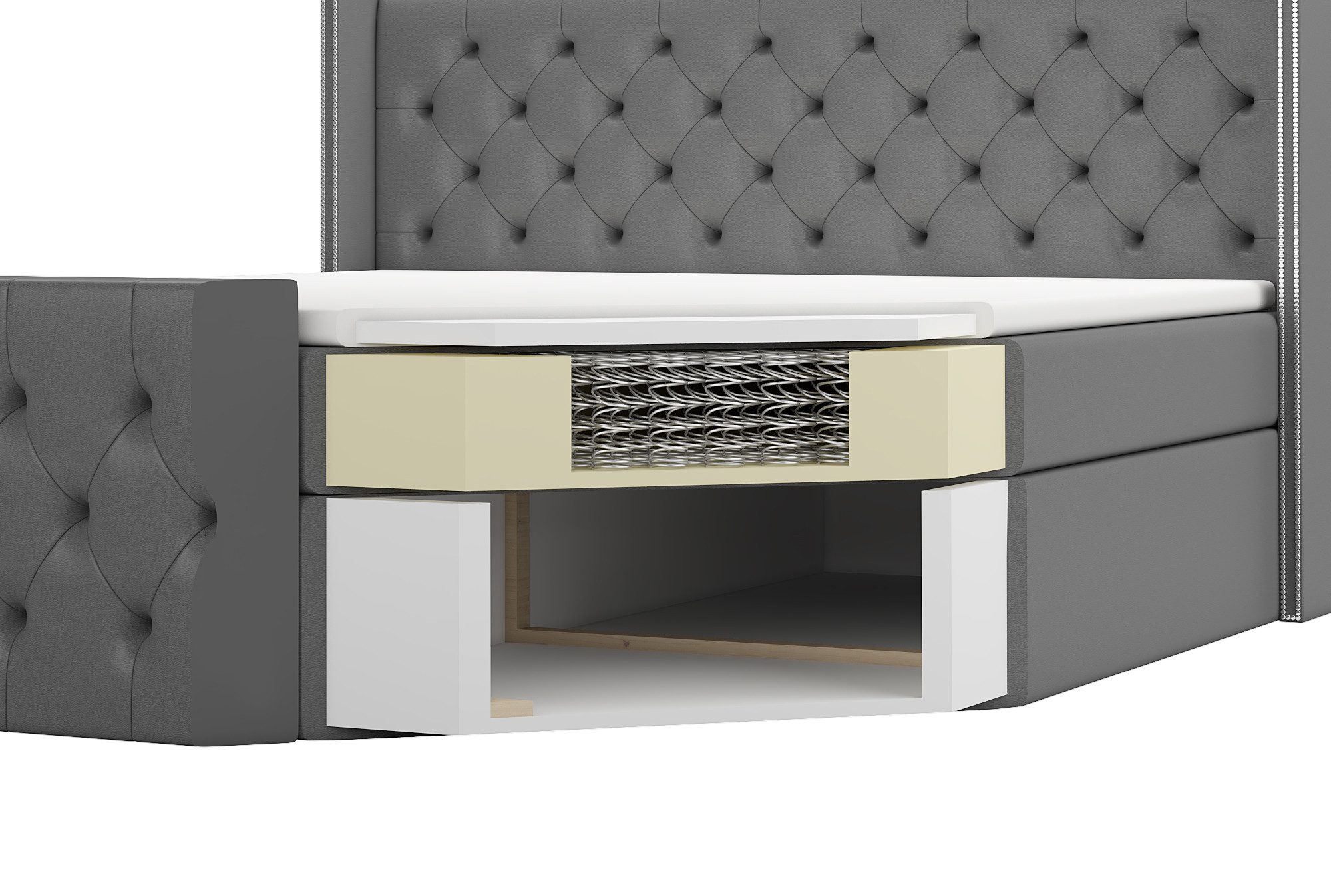 A&J MöbelLand GmbH Boxspringbett LUNA mit 2 Bettkästen, Bonell-Matratze und Topper. – Bild 4 von 5