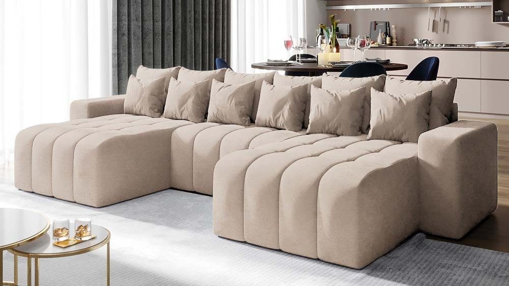 DB-Möbel Ecksofa Beige Schlaffunktion, \