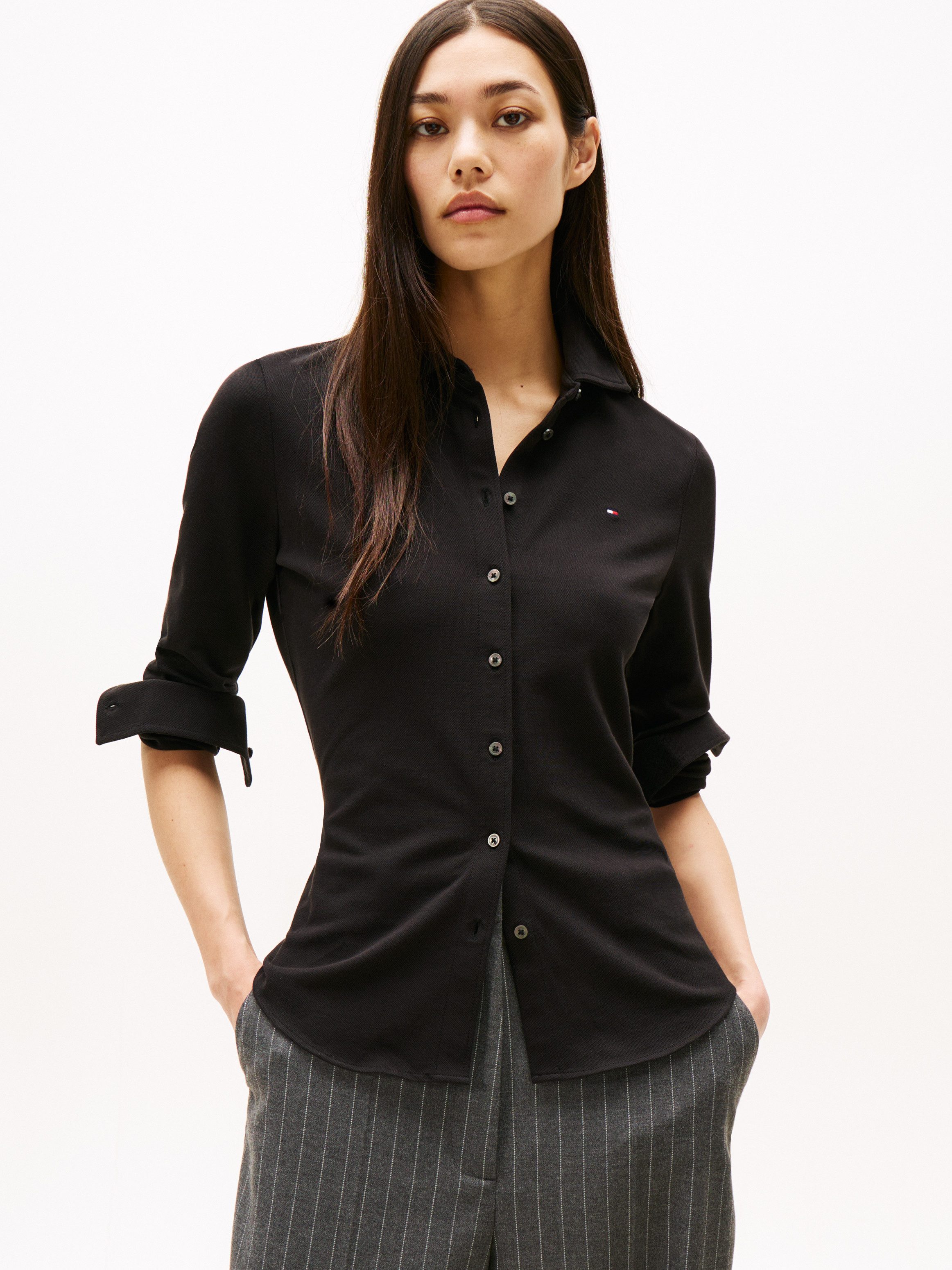 Tommy Hilfiger Poloshirt 1985 SLIM PIQUE BTN DOWN LS mit Polokragen und Lab günstig online kaufen