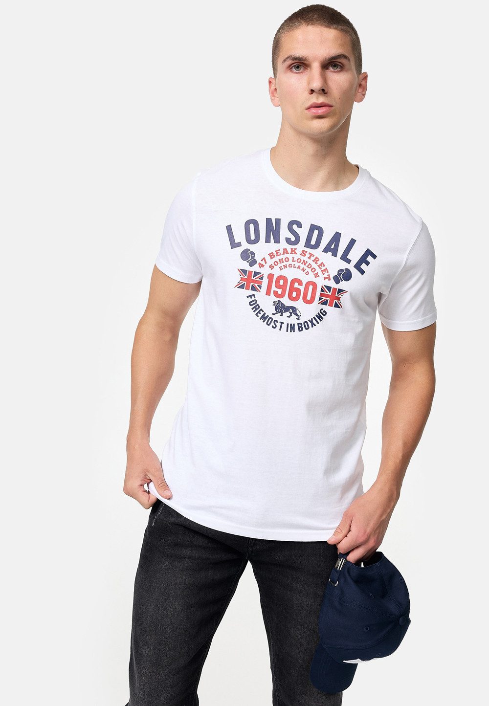 Lonsdale Rundhalsshirt Herren T-Shirt und Langarmshirt normale Passform Doppelpack Set bestehend aus T-Shirt u. einem andersfarbigen Langarmshirt