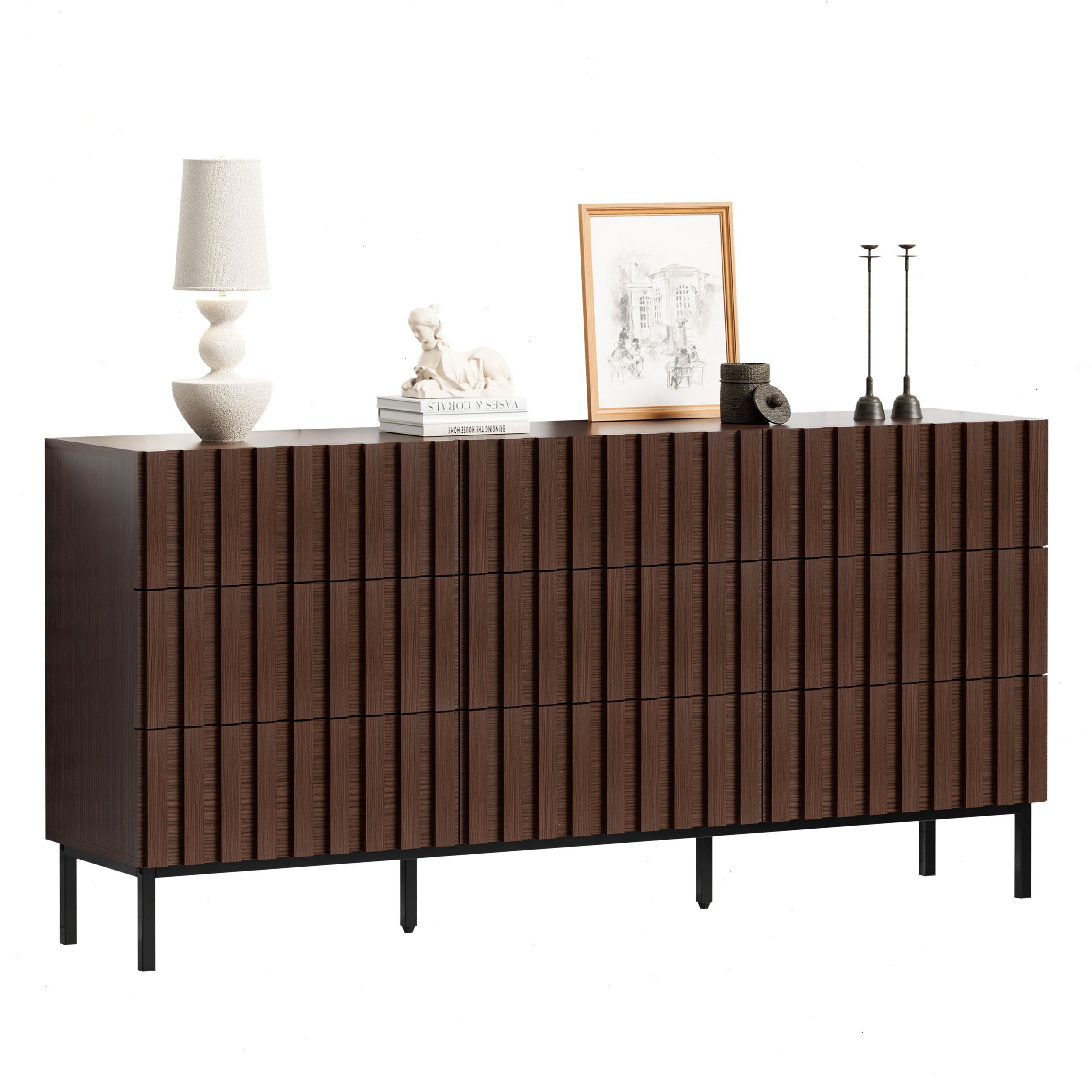 UEV Kommode schmal mit Schubladen, Sideboard für Wohnzimmer Schlafzimmer Flur (Packung, Aufbewahrungsschrank), Kippsicherung, Aufbewahrungskommode, TV Board Schubladenschrank Buffet