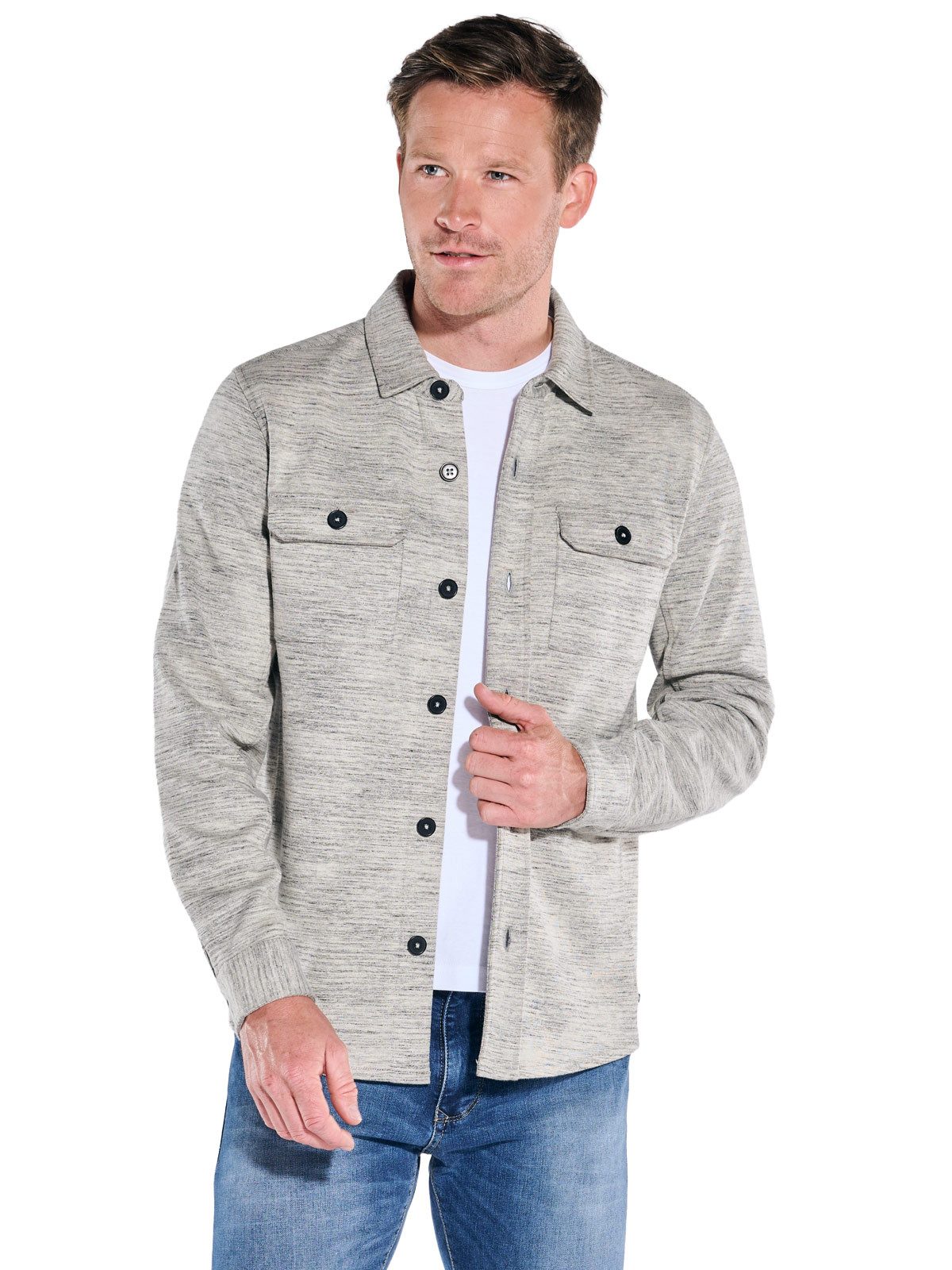 Engbers Sweatshirt engbers Herren Overshirt strukturiert, Braunbeige