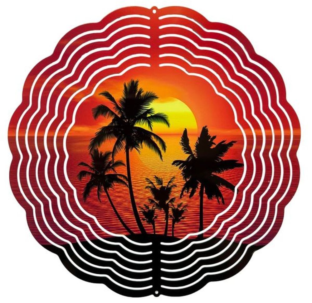 Ladreas Windspiel Edelstahl 3D Windspiel Windspinner 20cm Palmen WI24