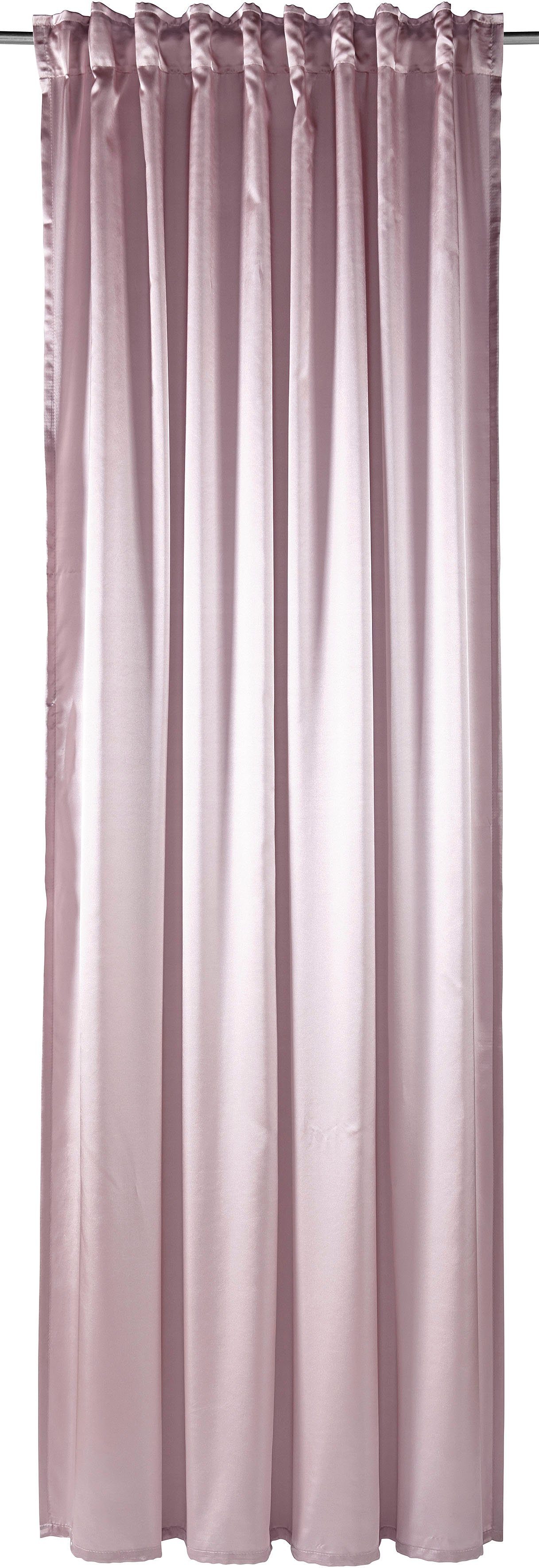 Vorhang Glanzsatin, Raffhalter, St), DELAVITA, blickdicht, verschiedene (1 Multifunktionsband Inklusive rose Satin, Größen blickdicht