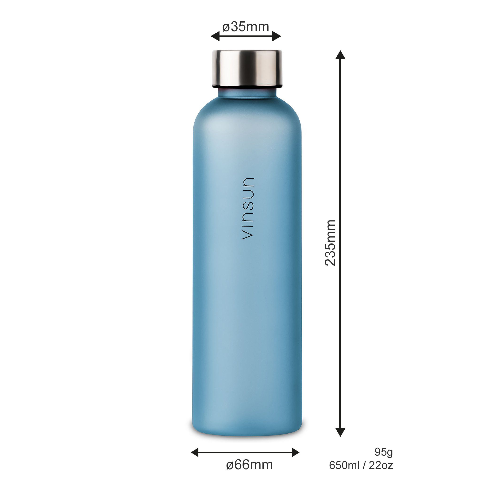 Vinsun Trinkflasche Trinkflasche 650ml, Kohlensäure und auslaufsicher, BPA Geschmacksneutral, Tritan, Geruchs- geeignet, frei, bruchsicher, auslaufsicher Blau