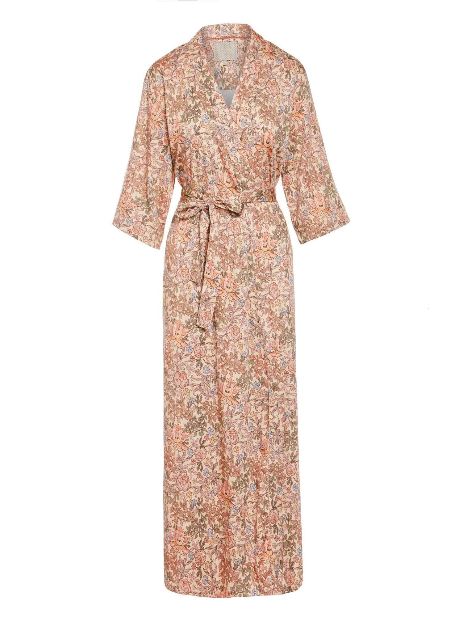 Essenza Kimono Jula Ophelia, Langform, Modal, Kimono-Kragen, Gürtel, mit wunderschönem Blumenprint Sahara Sun
