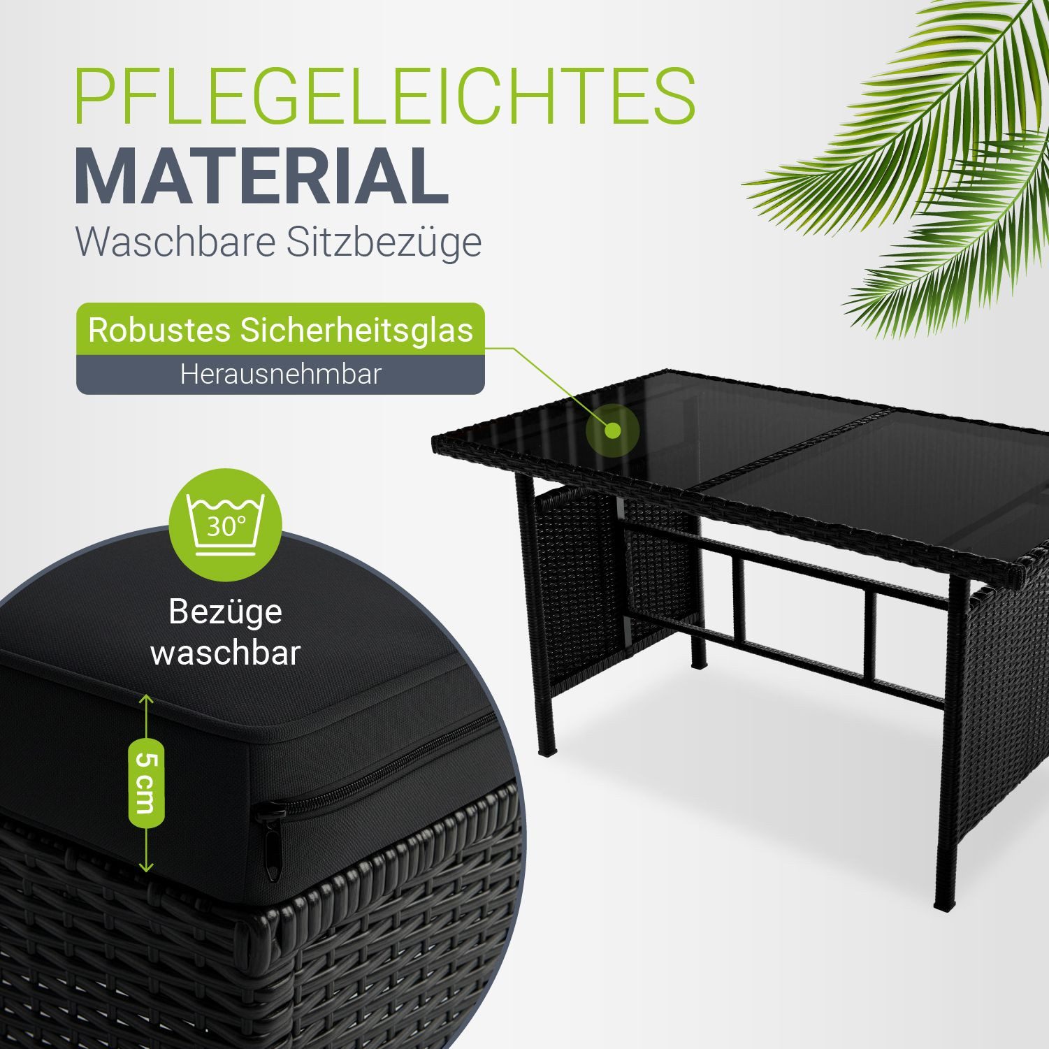 Juskys Gartenlounge-Set Manacor, (Gartenlounge), Polyrattan Gartenmöbel-Set mit Garten-Sofa, Garten-Tisch und 2 Hocker
