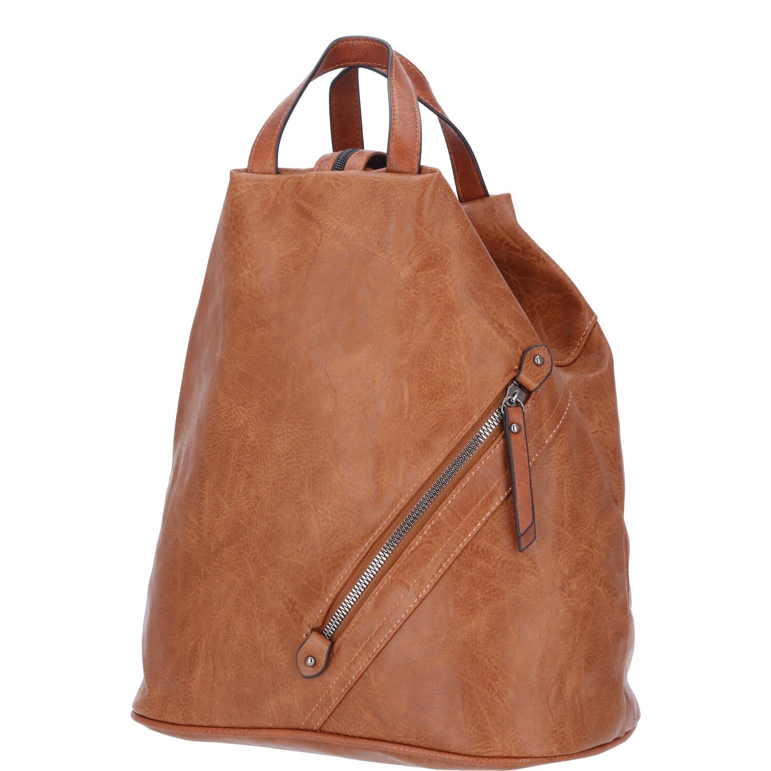 Antonio Umhängetasche Antonio Damen Freizeit Rucksack camel (Stück, Stück), Reißverschluss