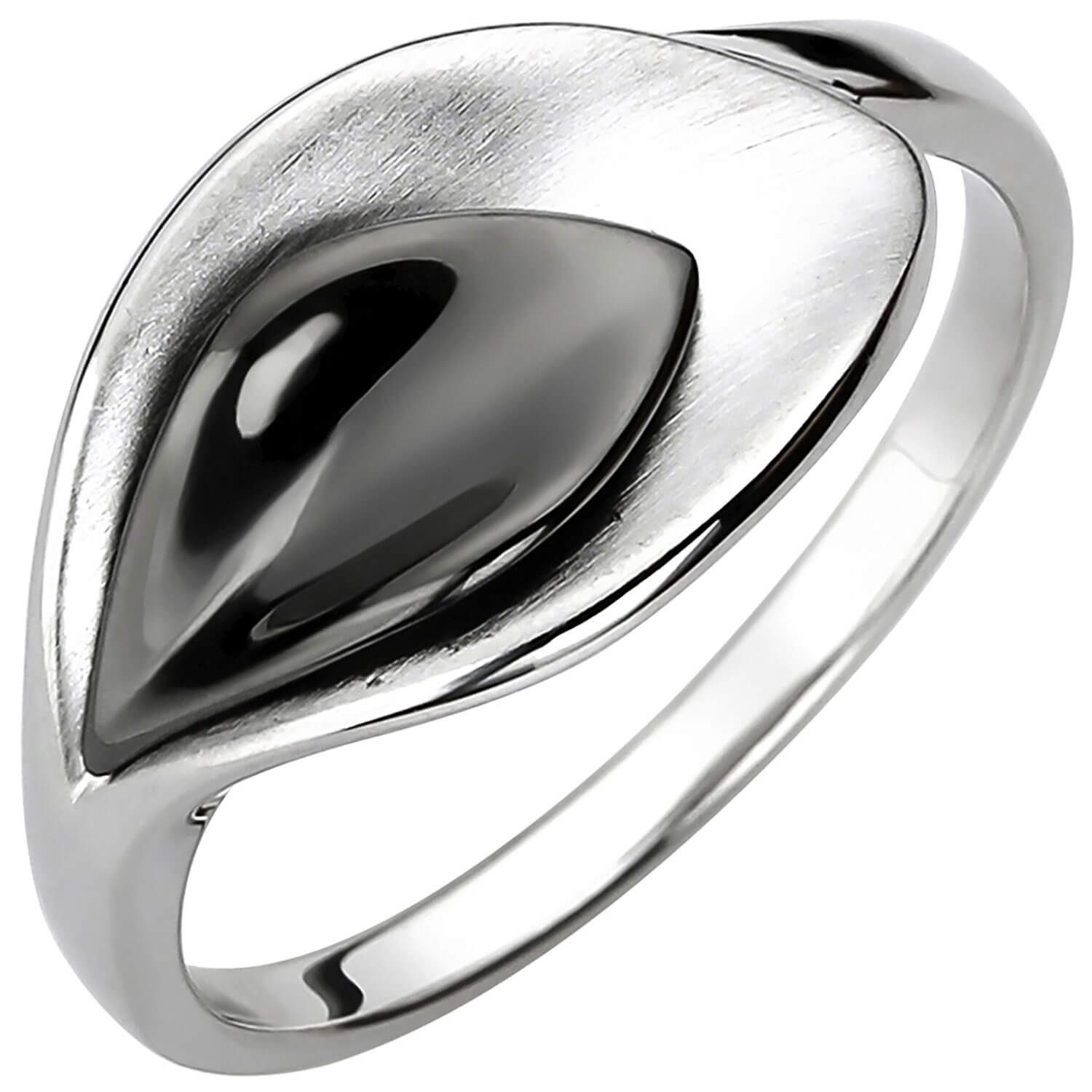 Schmuck Krone Silberring Ring 925 Silber Blatt teilmattiert & schwarz teilr günstig online kaufen