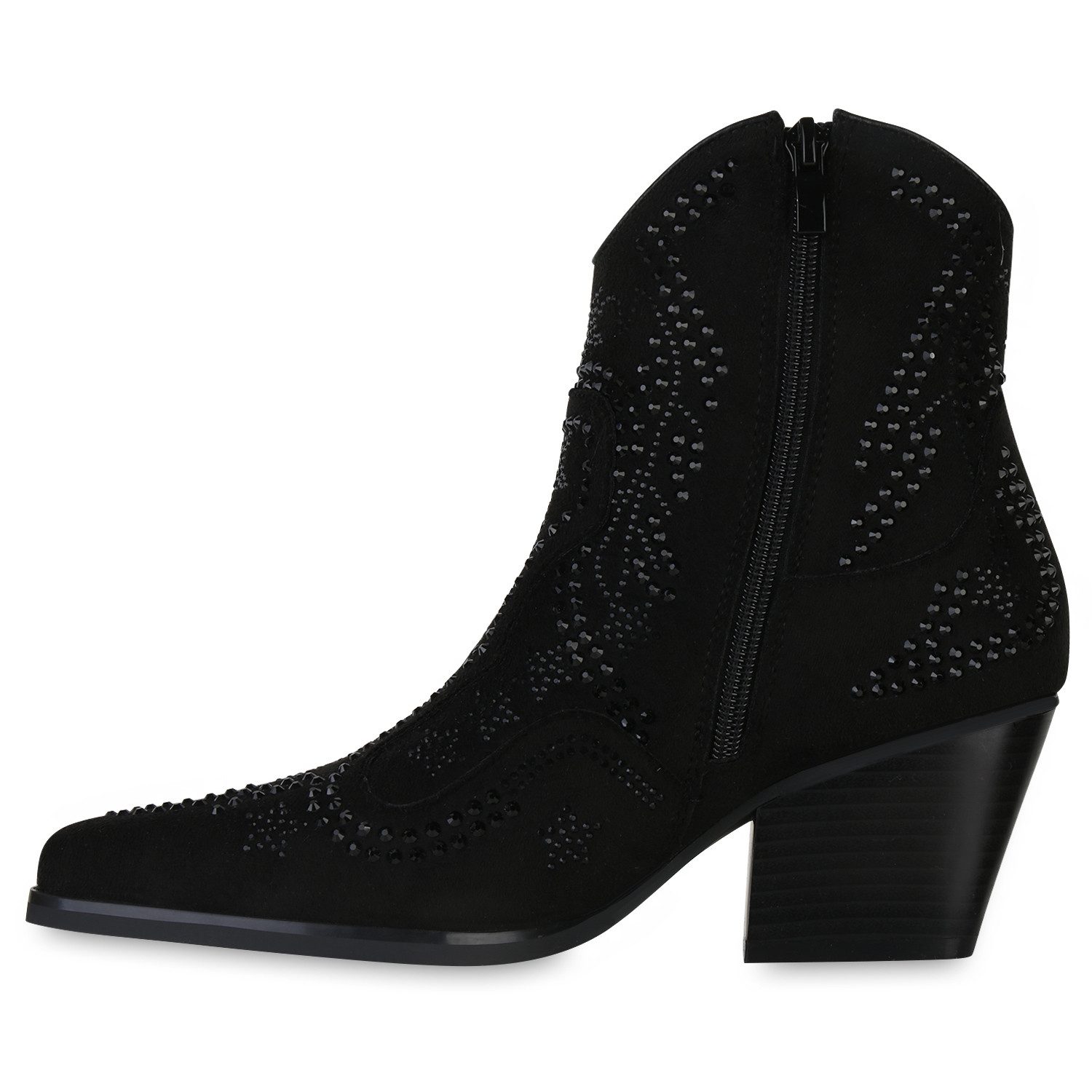 VAN HILL 840898 Cowboy Boots Damen Cowboy Boots Stiefelette Spitz Strass Ho günstig online kaufen