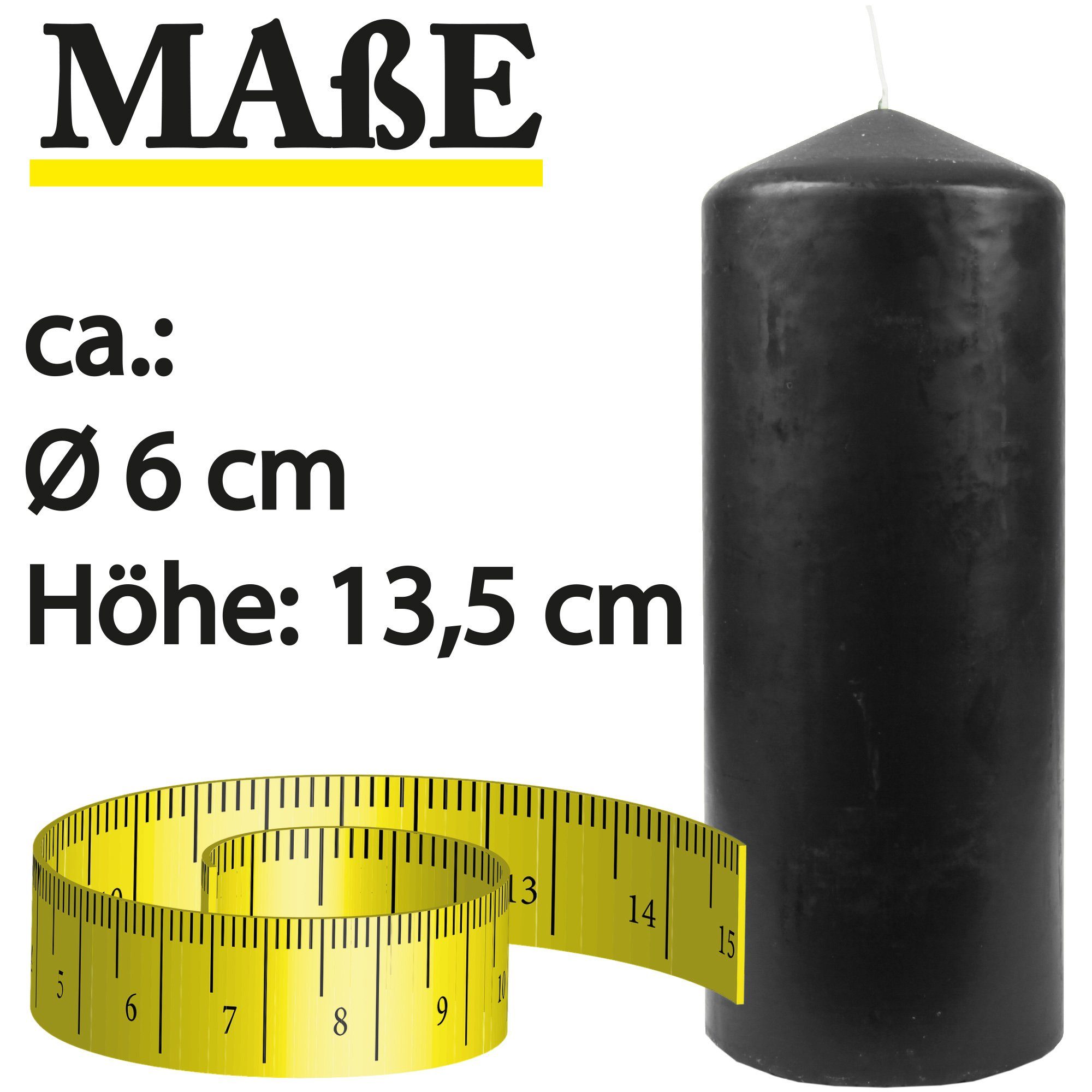 HS Candle Stumpenkerze Blockkerze (3-tlg), Wachskerzen Ø6cm x 13,5cm - Kerze in vielen Farben