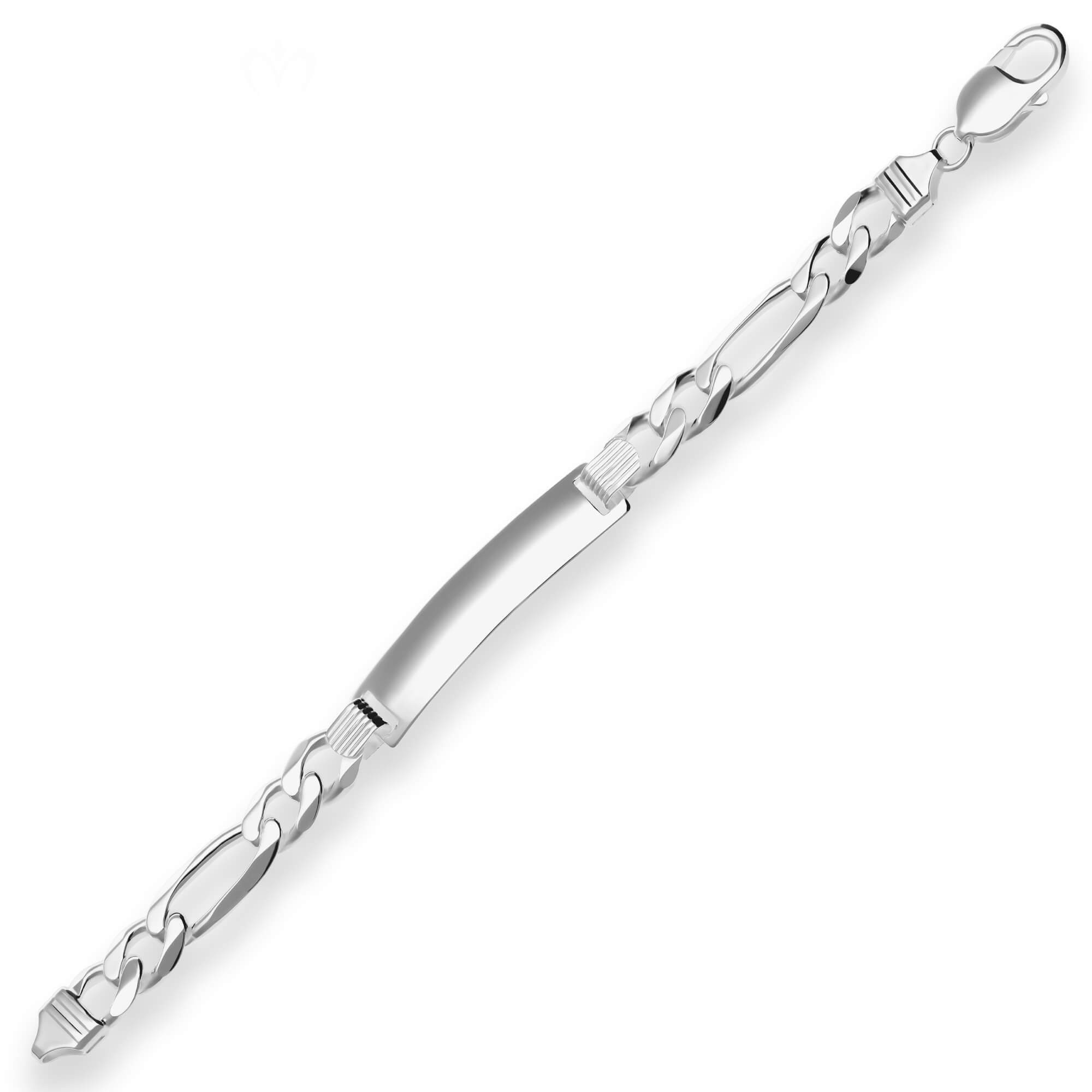 Silberarmband 9,3mm Id-Armband Figarokette aus 925 Silber 21cm