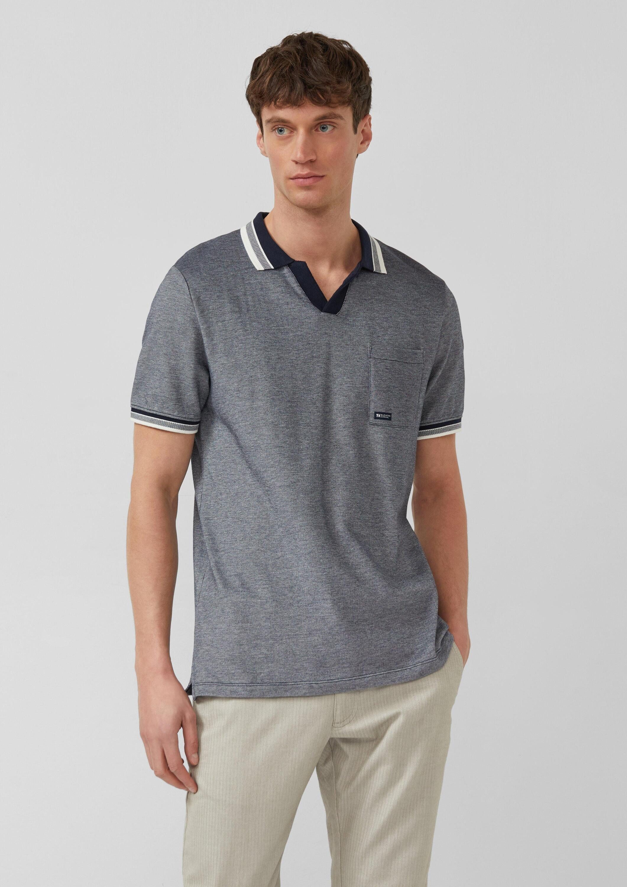 s.Oliver Kurzarmshirt Polo-Shirt Piqué-Poloshirt in Bi-color-Optik mit Brus günstig online kaufen