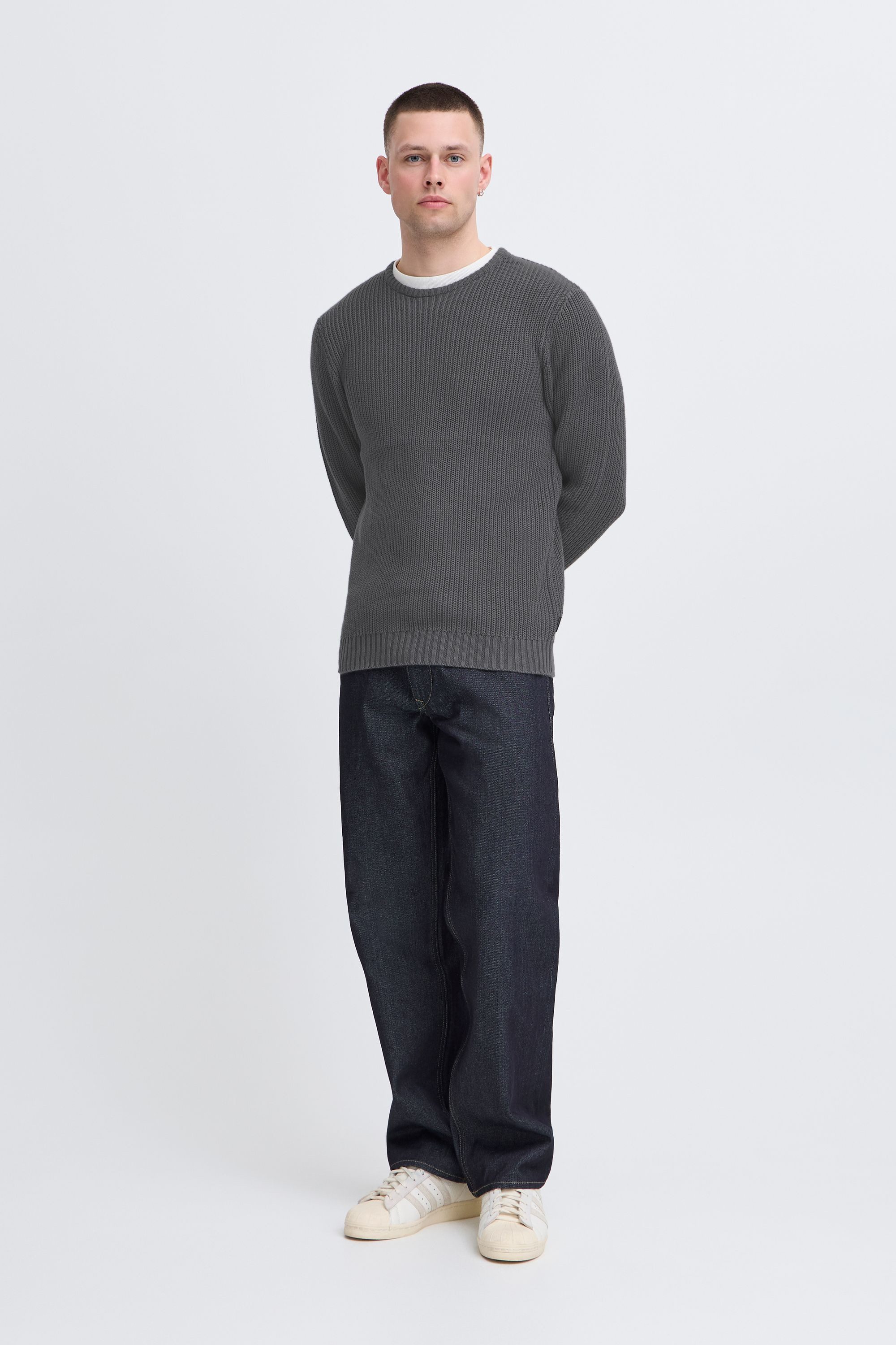 Blend Strickpullover BHDeno Klassischer Grobstrickpullover mit Rundhalsausschnitt