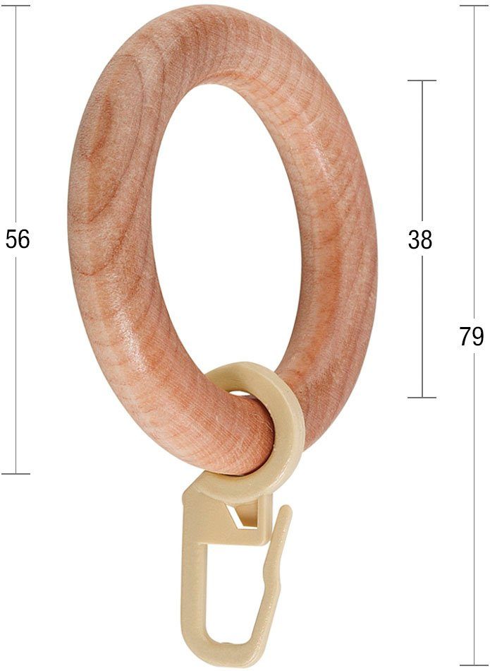 GARESA Gardinenring Holzring mit Haken, Gardinenstangen, günstig online kaufen
