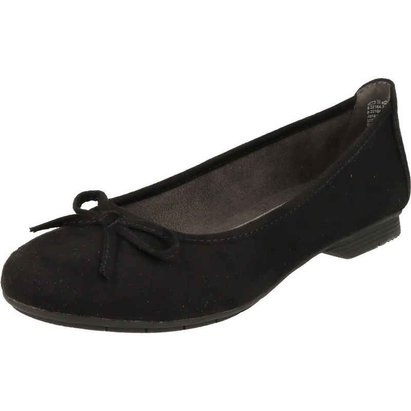Jana Softline 8-22164-41 Damen H-Weite Schuhe Komfort Schleife Black Ballerina