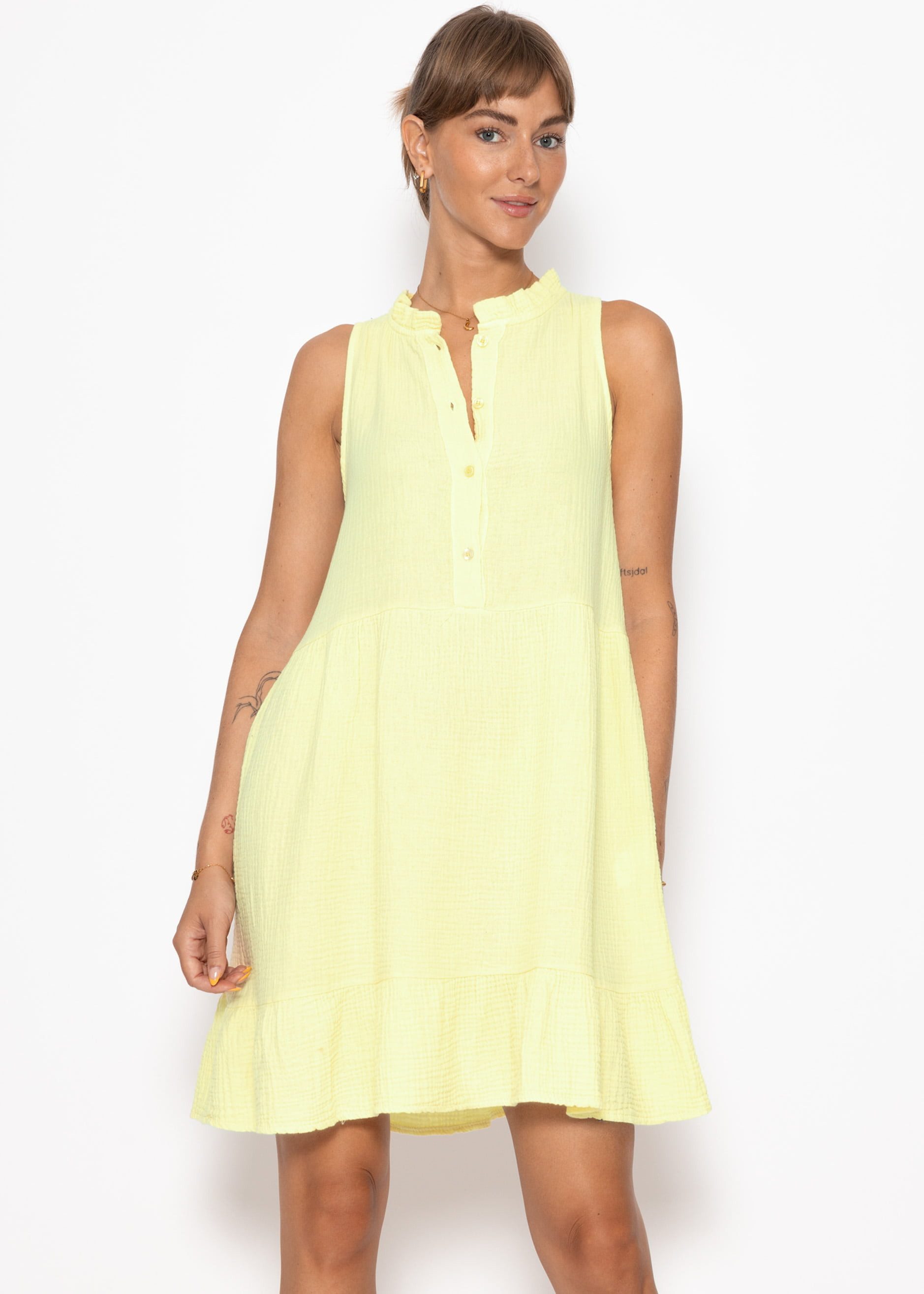 SASSYCLASSY Minikleid Ärmelloses Kleid mit Volants und floralem Print Lufti günstig online kaufen