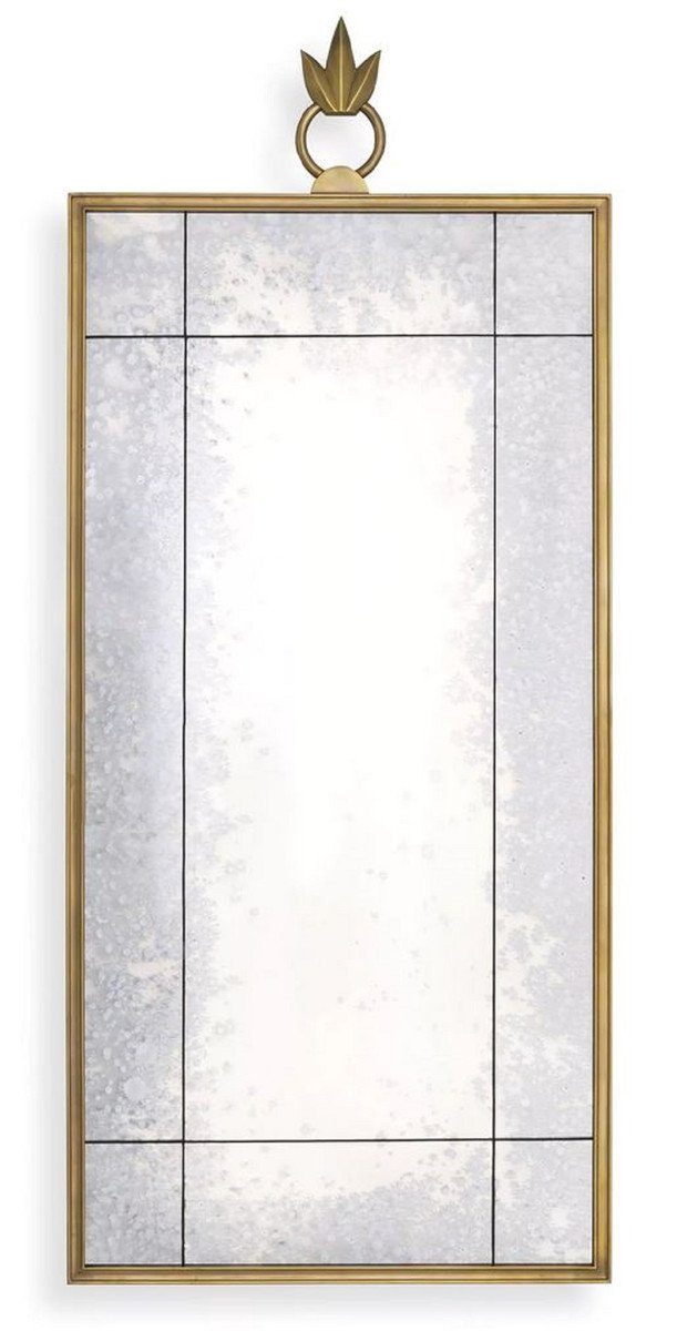 Wandspiegel Luxus Wandspiegel Antik Messingfarben 60 x 2 x H. 140 cm - Rechteckiger Spiegel mit antikem Spiegelglas - Wohnzimmer Spiegel - Schlafzimmer Spiegel - Garderoben Spiegel - Luxus Möbel