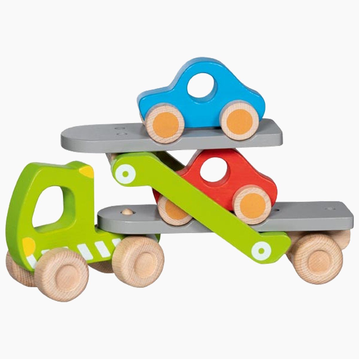 goki Spielzeug-Auto Autotransporter mit 2 Fahrzeugen, (packung, 3-tlg., set), Perfekt für kleine Hände