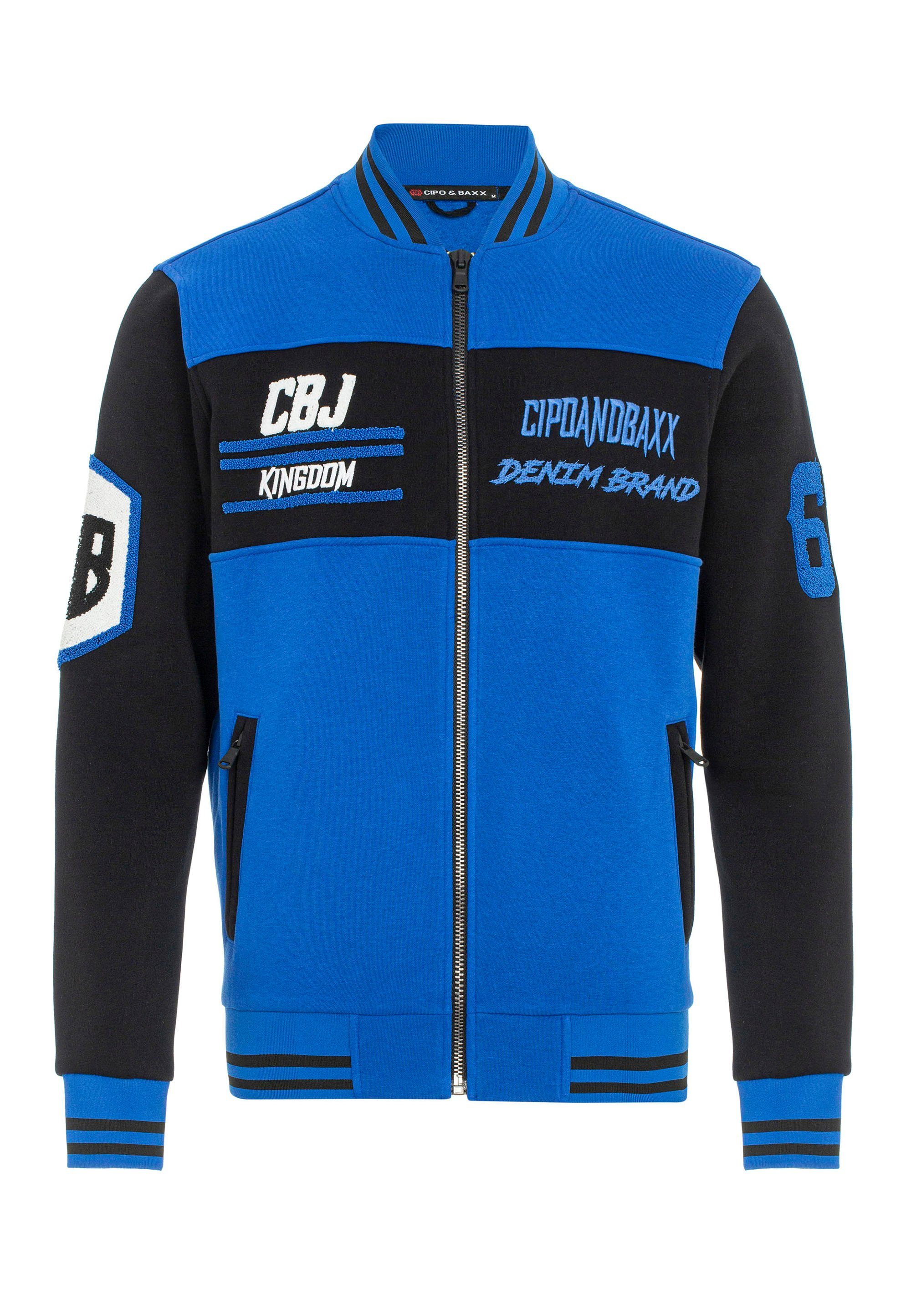 Cipo Baxx sportlichem Sweatjacke in & Design blau-schwarz