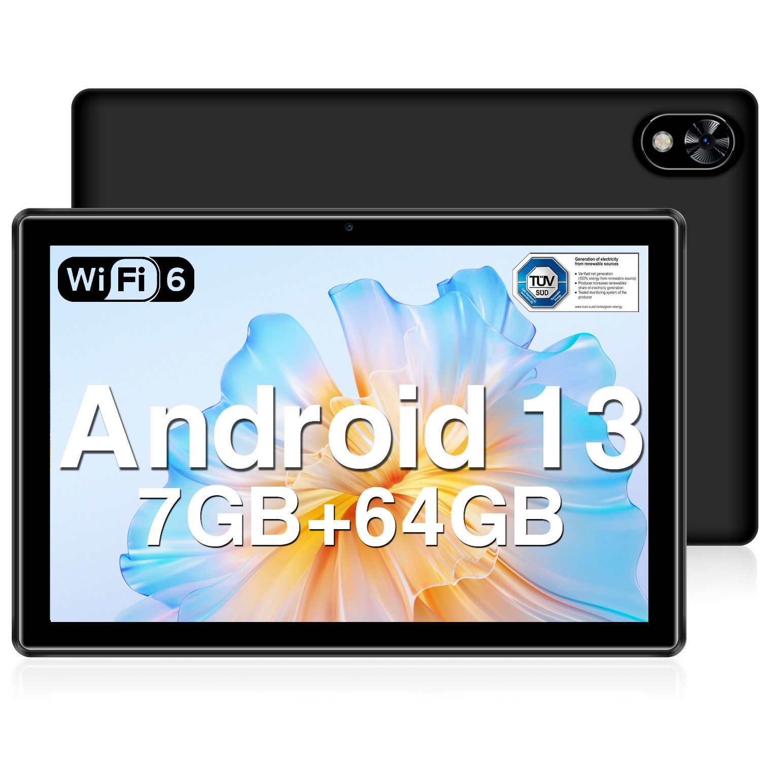 DOOGEE U9 Android 64GB ROM (1TB TF) + 7GB RAM, 1280 * 800 HD+ Display Kids Tablet (10.1", 64 GB, G-sensor, 9,9 mm Dicke,WiFi 6,BT 5.0,5060mAh Akku)