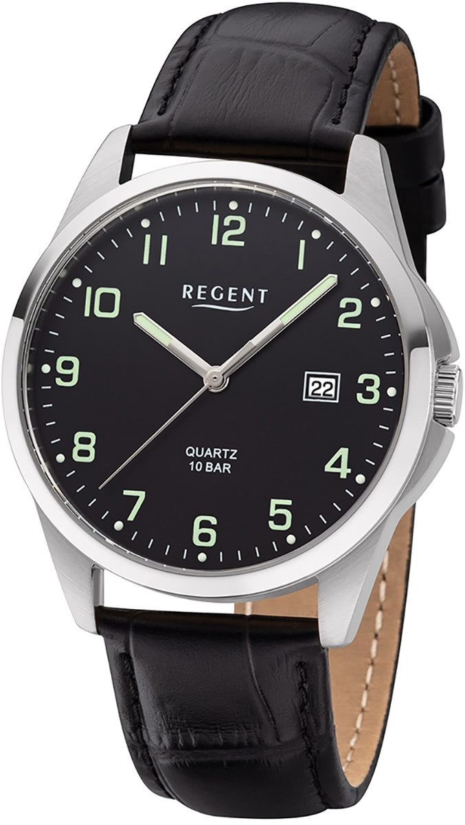 Quarzuhr Regent Herren Uhr F-1227 Leder Quarz
