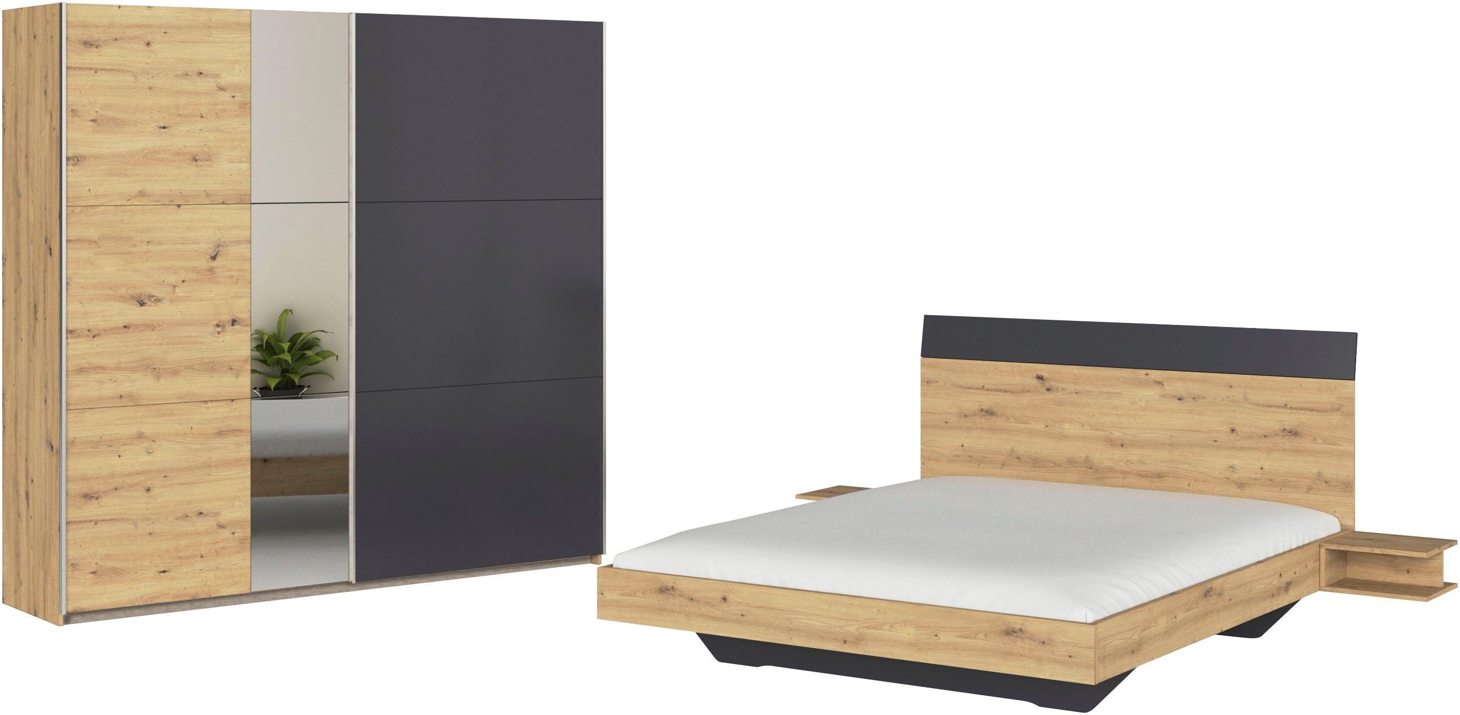rauch Schlafzimmer-Set Monza, mit Schwebetürenschrank Breite 218 cm, Bettan günstig online kaufen