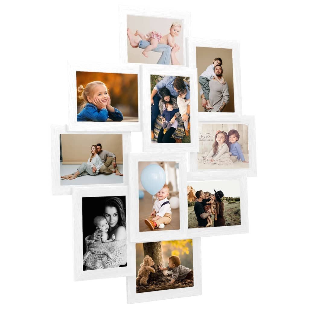 Bilderrahmen Collage für 10x(13x18 cm) Fotos Weiß MDF