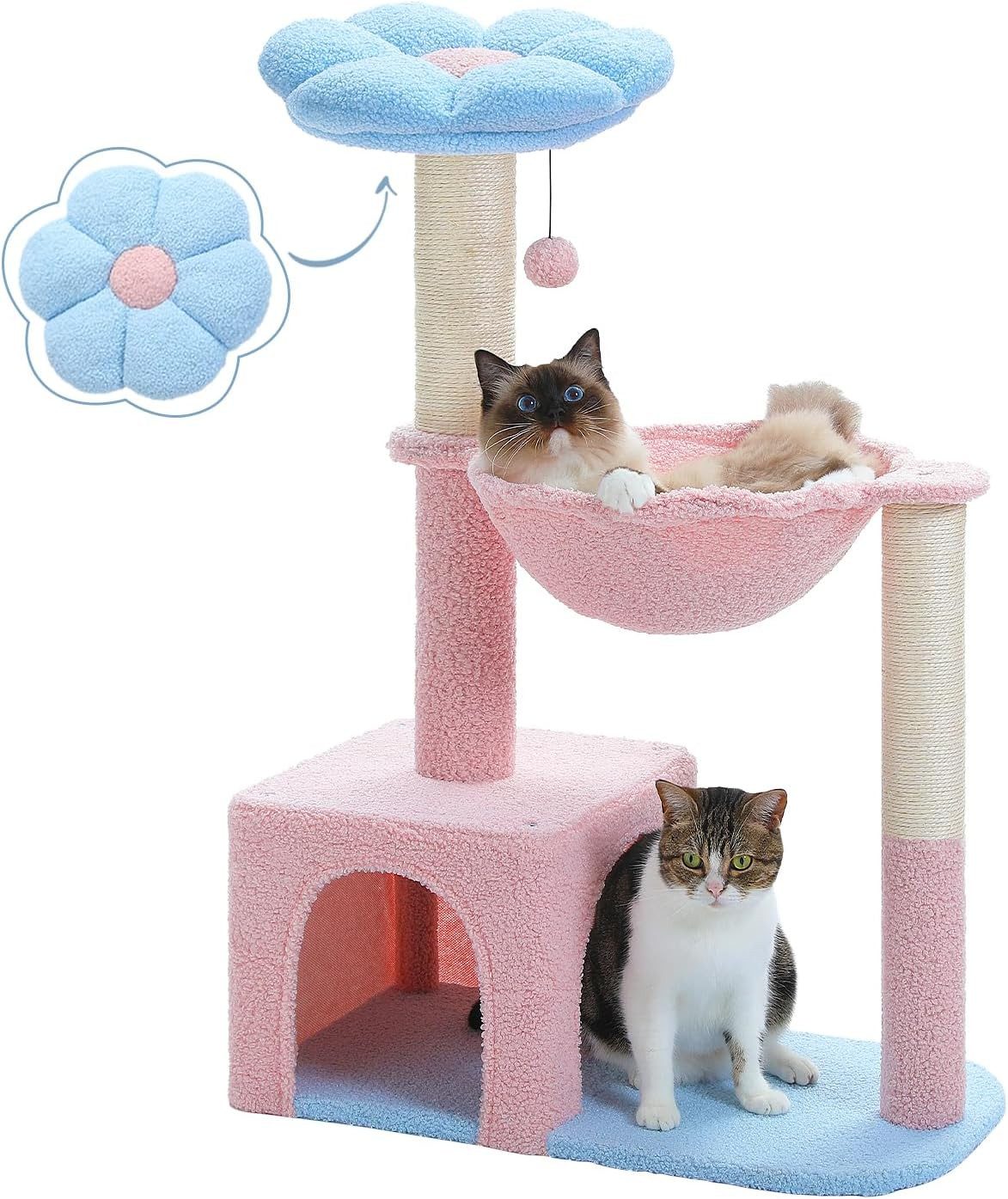 Purpurra Kratzbaum Blumen-Plattform mit Höhle, 90cm/120cm