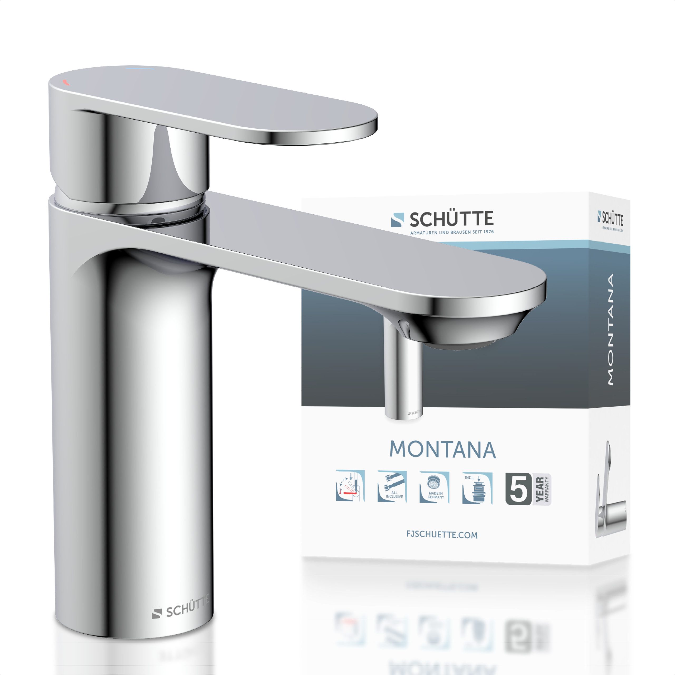 Schütte Waschtischarmatur MONTANA Wasserhahn Ablaufgarnitur Exzenter Energi günstig online kaufen