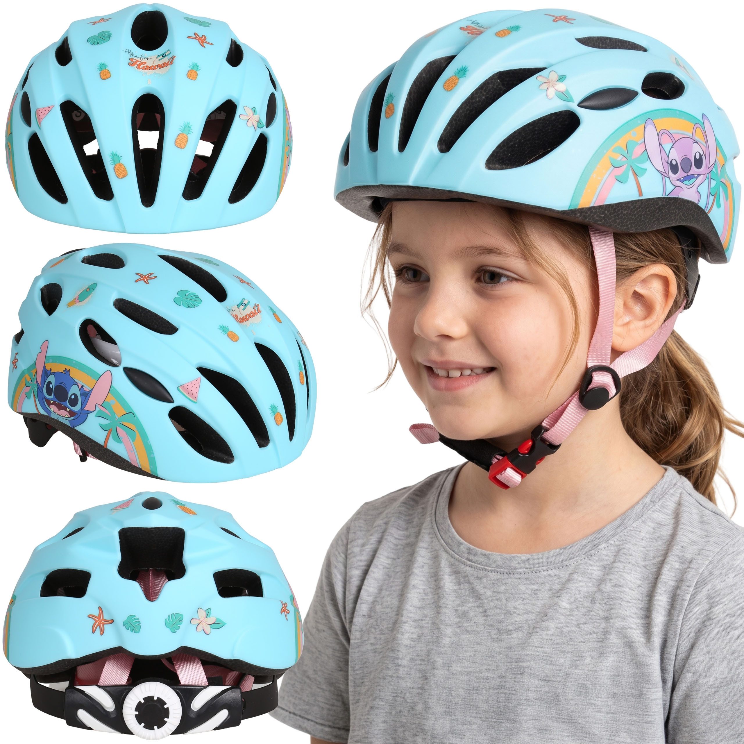 Sarcia.eu Kinderfahrradhelm DISNEY Stitch IN-MOLD Fahrradhelm Mädchen, VERSTELLBAR 48–52 cm
