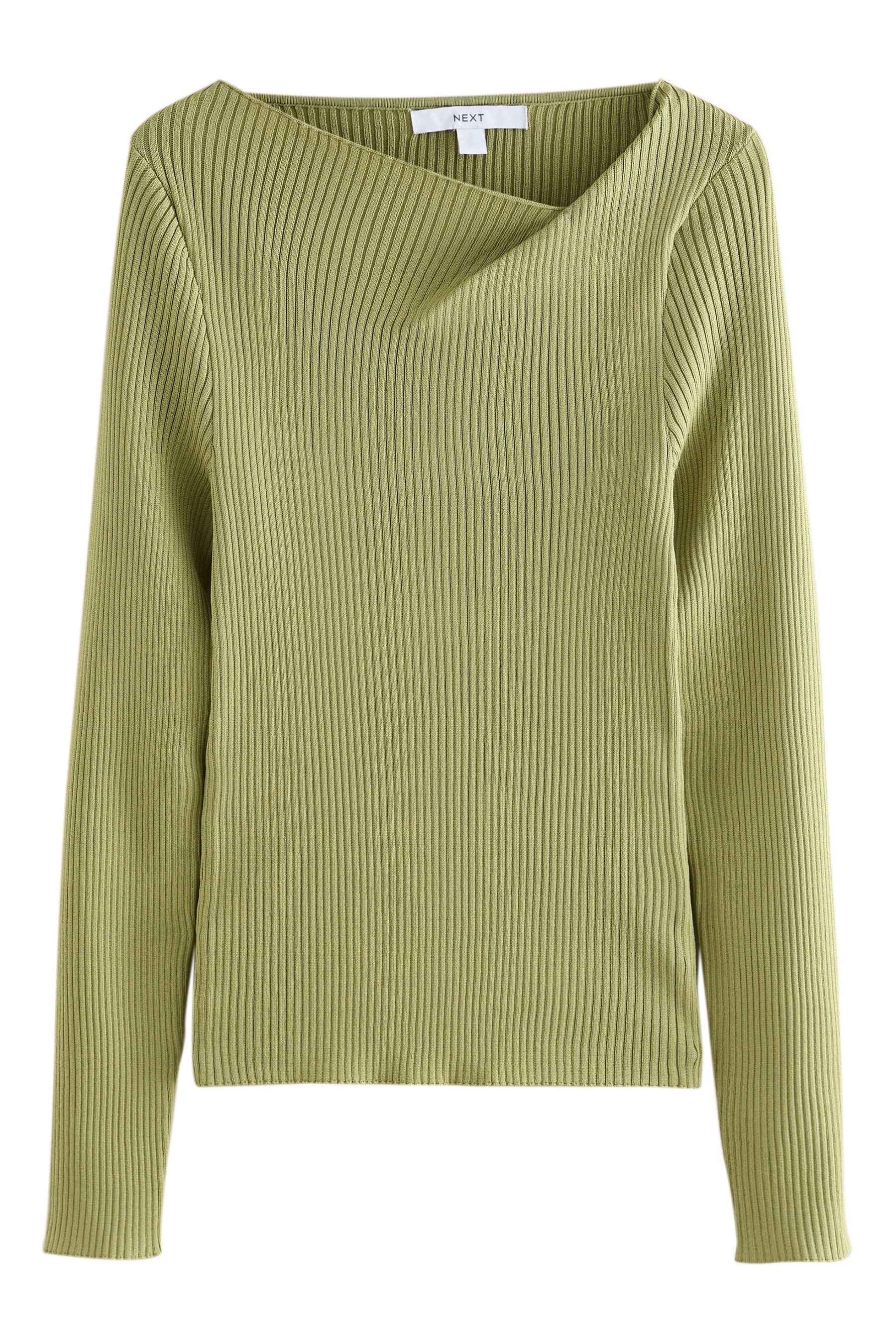 Strickpullover Geripptes, asymmetrisches Strickoberteil