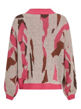 Vila Strickpullover Kuscheliger Strickpullover Jacquard Grafik Muster VIPOCO 4621 in Rosa