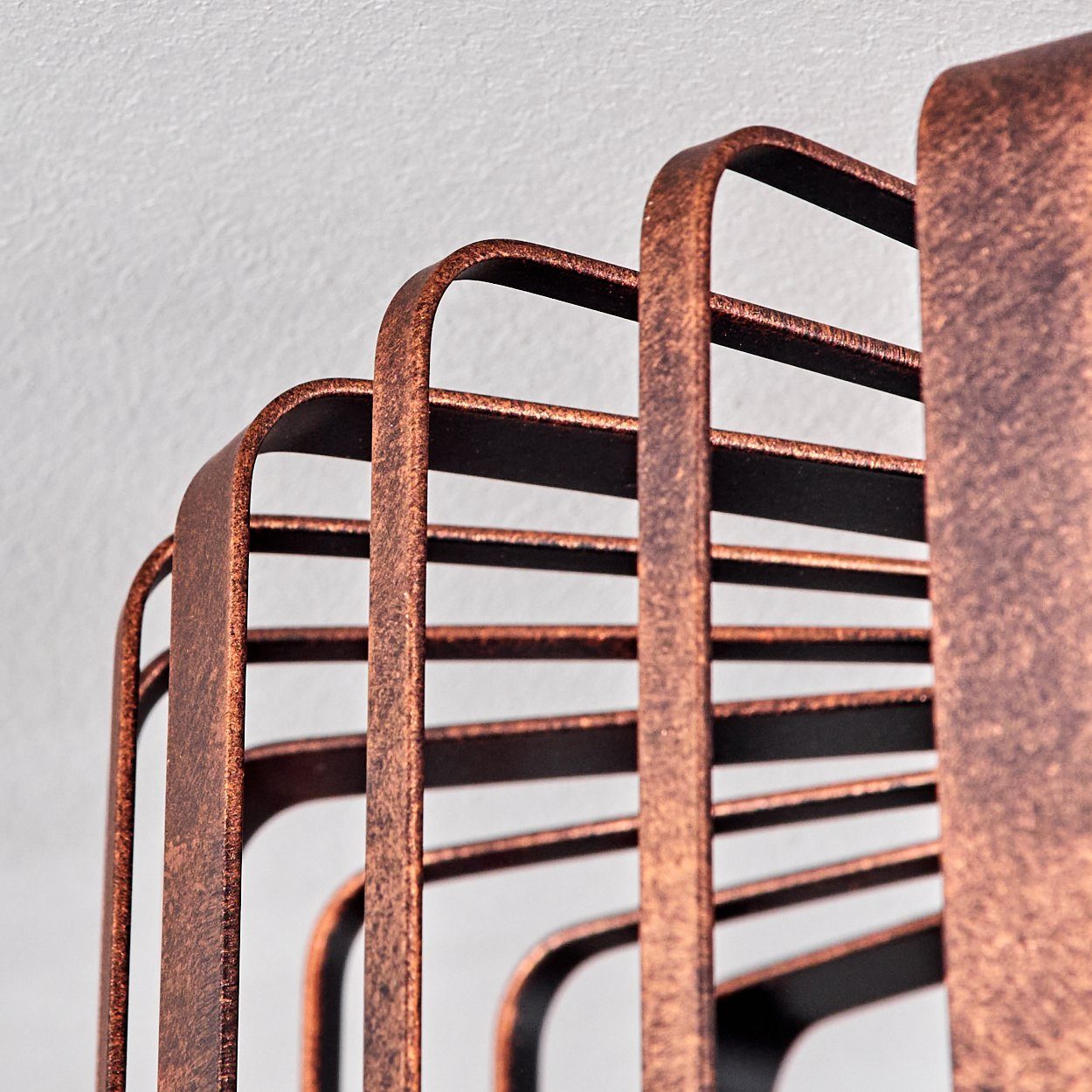 hofstein Deckenleuchte »Aidone« runde Deckenlampe aus Metall in Kupferfarben/Rostfarben, ohne Leuchtmittel, E27, Leuchte mit Lichteffekt durch Gitter-Optik