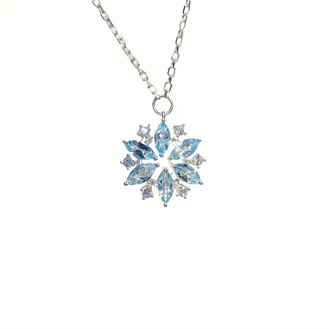 DAYUT Charm-Kette Zarte blaue Geschenke Schneeflocken-Anhänger-Halskette, Frauen (1-tlg) für