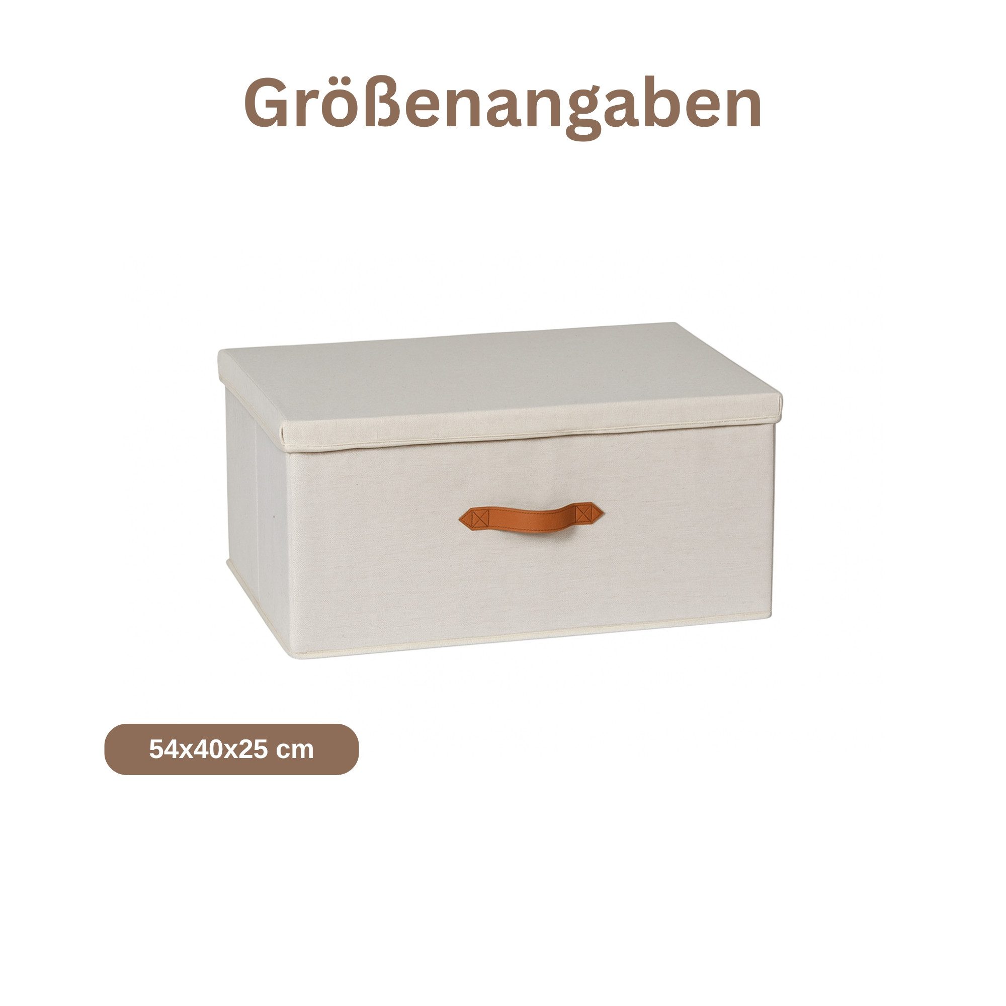 hausleben Organizer Leinen-Aufbewahrungsbox 54x40x25 cm mit Griff und Deckel, Faltbar (Kein Set, 1 St., Einzelartikel), Faltschachtel mit Deckel - 54 x 40 x 25  – Bild 4 von 4