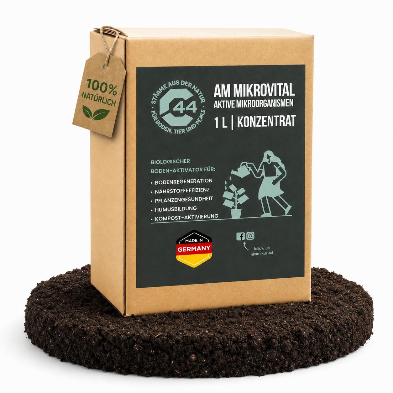 C44-Zittau Bodenverbesserer AM MikroVital Bio-Ferment, Natürlicher Bodenaktivator für Pflanzen & Garten, Bio Bodenverbesserer, 1-St., Mikroorganismen für Wurzelwachstum & Bodenfruchtbarkeit, 1L, biologisch abbaubar, ohne chemische Zusätze