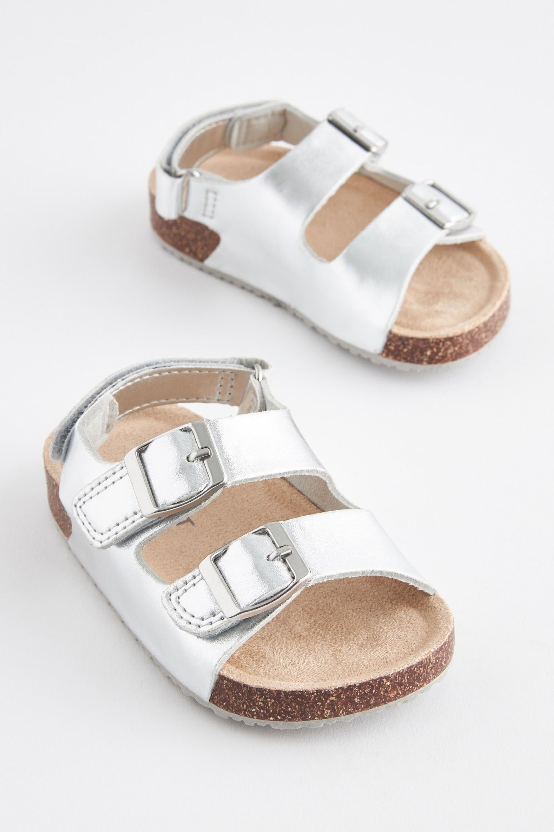 Doppelschnalle Korkbett-Sandalen (1-tlg) Sandale mit Silver Next