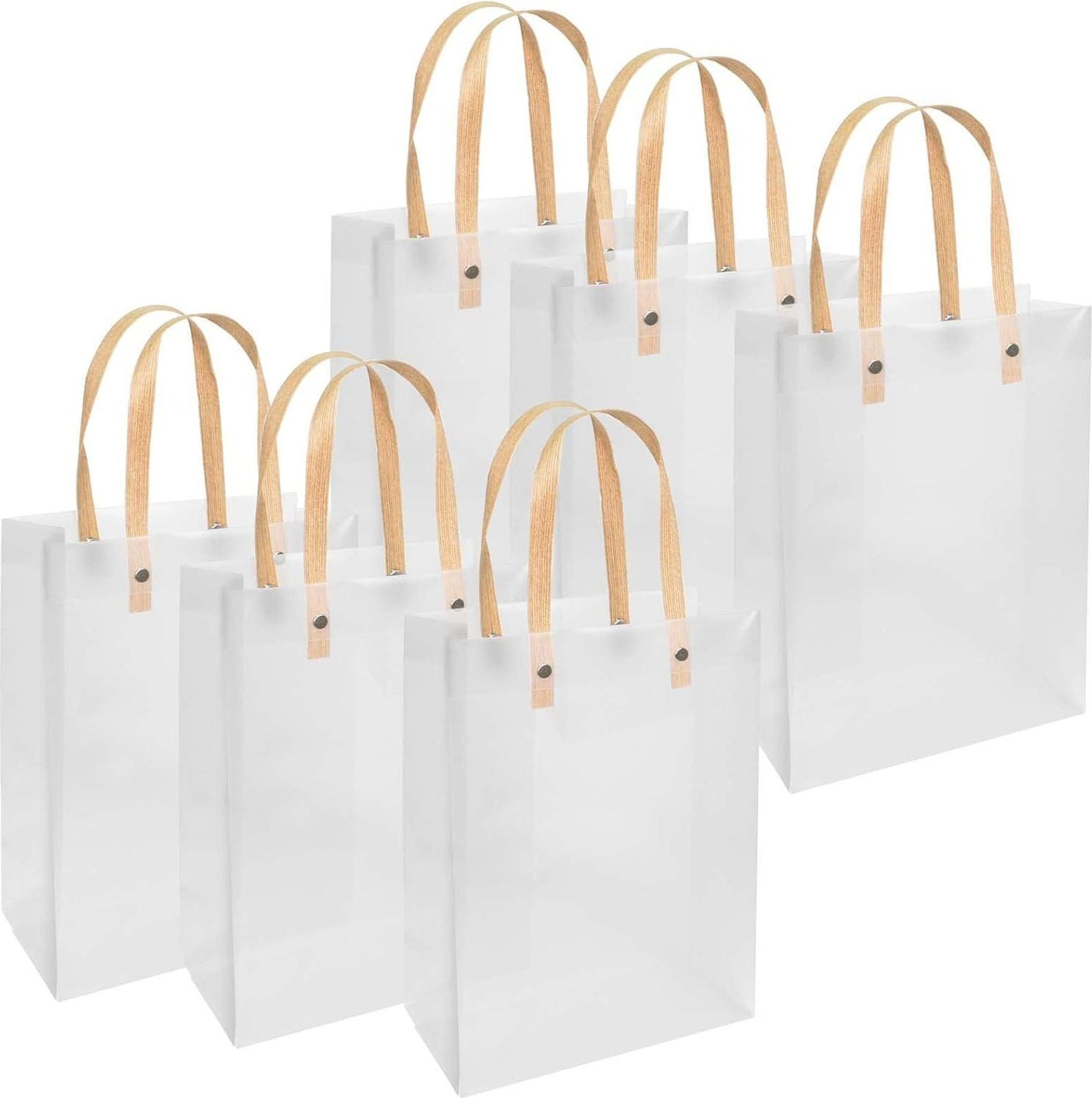 FELIXLEO Geschenkbox 6 Transparente Geschenktaschen mit Henkel Wiederverwendbar