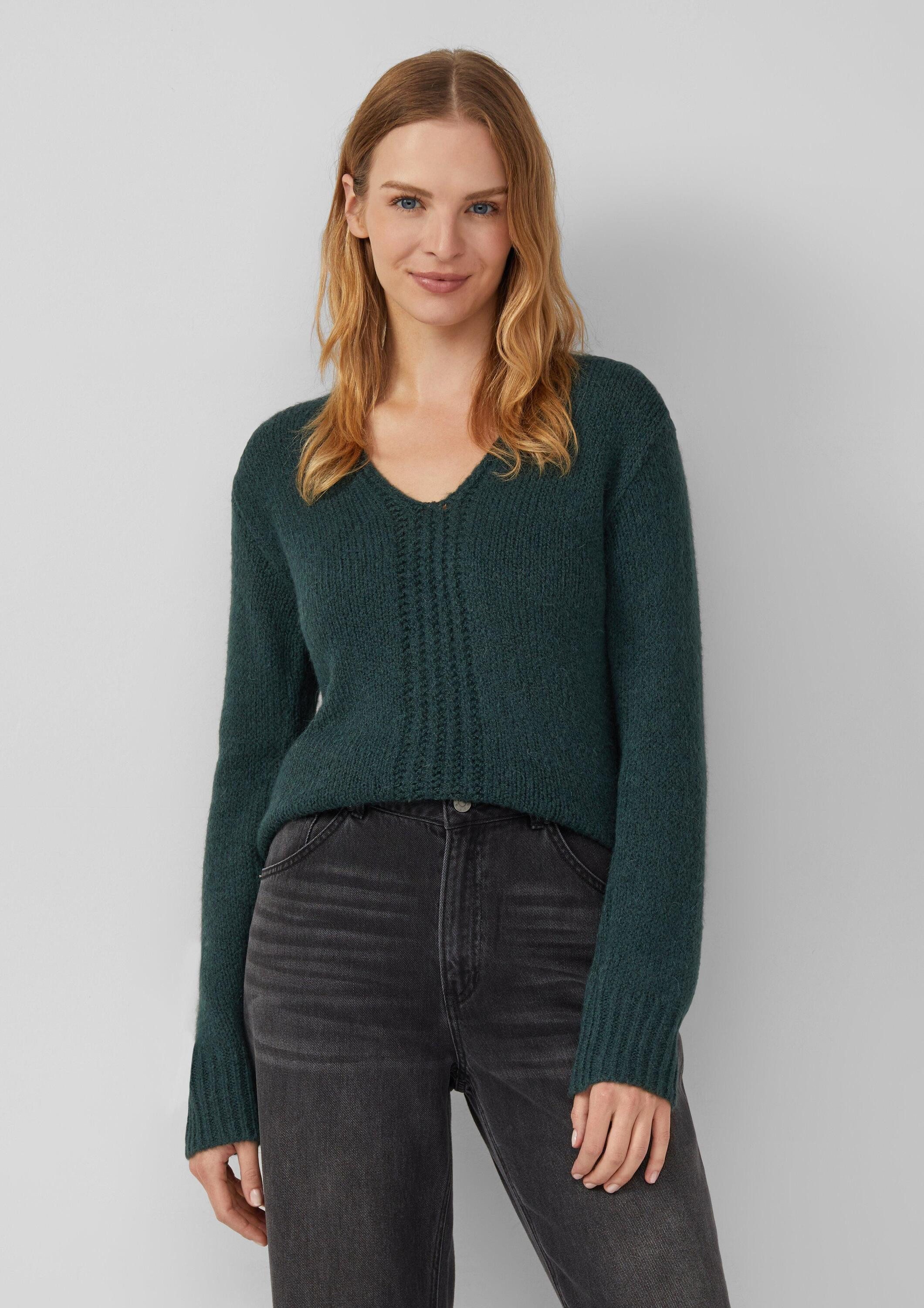 s.Oliver Longpullover Strickpullover Alpakamixpullover mit Strickmuster günstig online kaufen