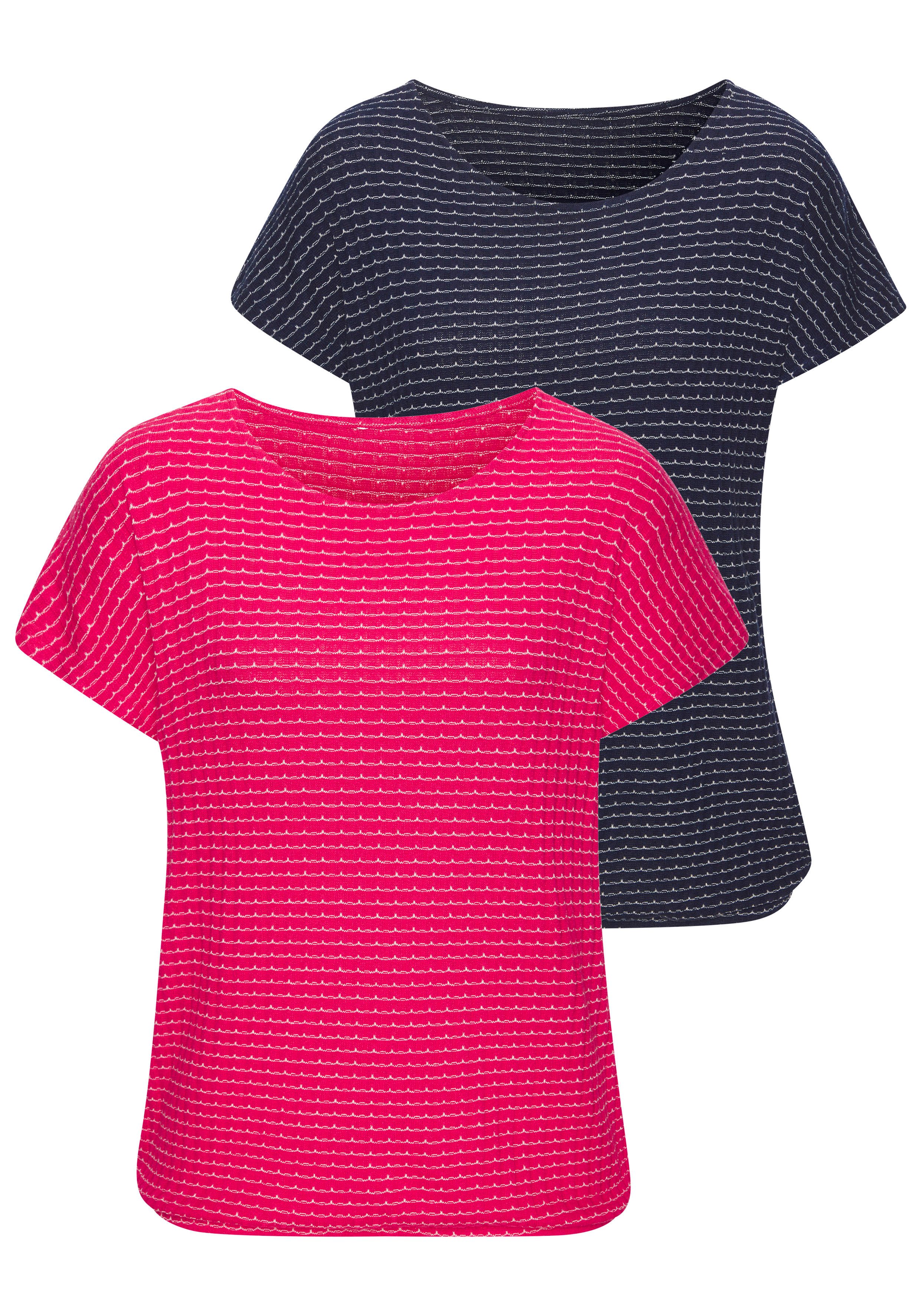 Vivance by Lascana Kurzarmshirt aus sommerlicher Strickqualität (Set) mit Gummizug im Bund