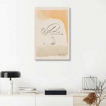 Posterlounge Holzbild Yoga In Art, Die Krähe (Bakasana), Fitnessraum Minimalistisch Grafikdesign