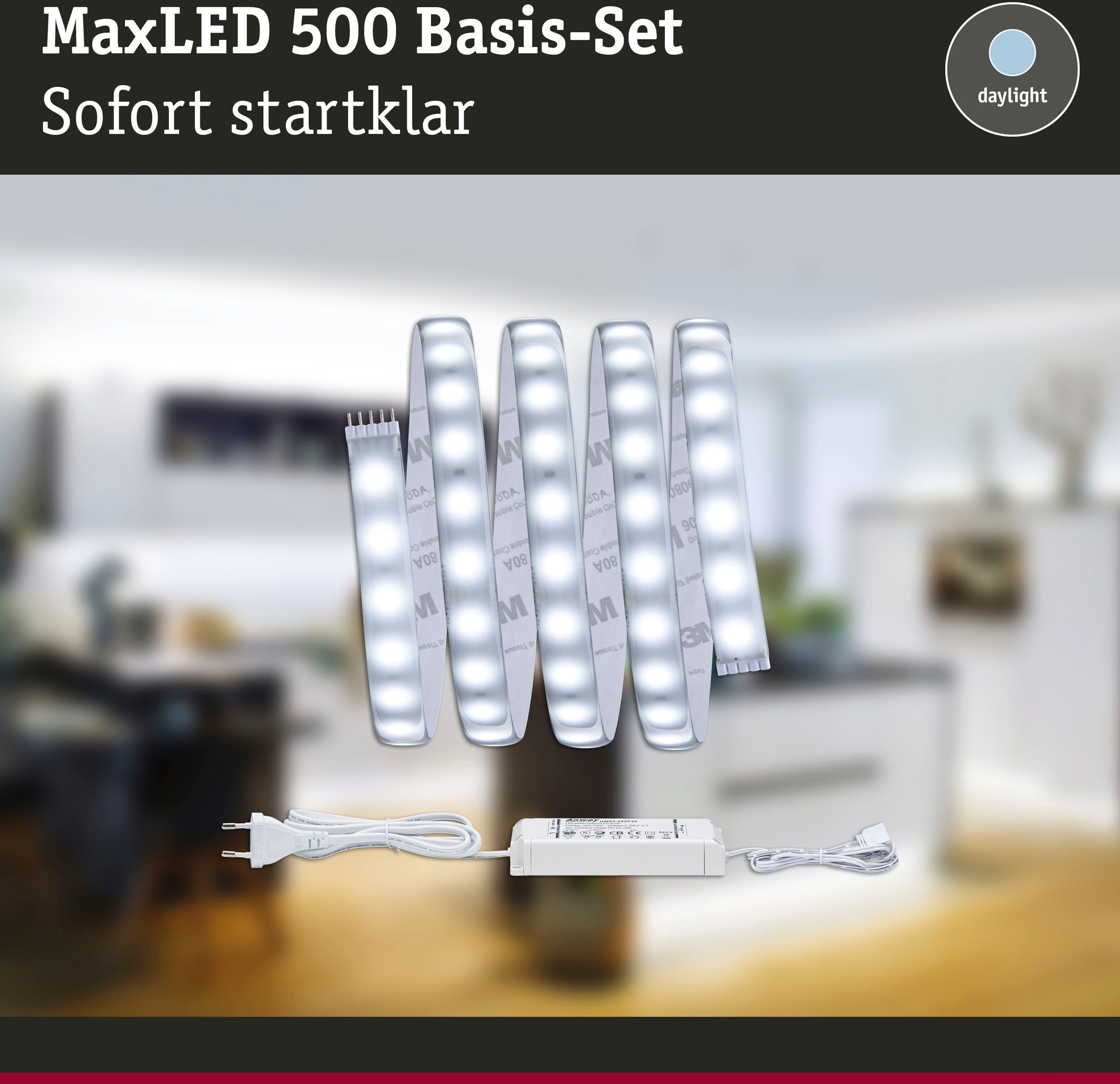 Paulmann LED-Streifen MaxLED 1-flammig IP44 825lm 500 beschichtet, Basisset 8,5W Tageslichtweiß 1,5m