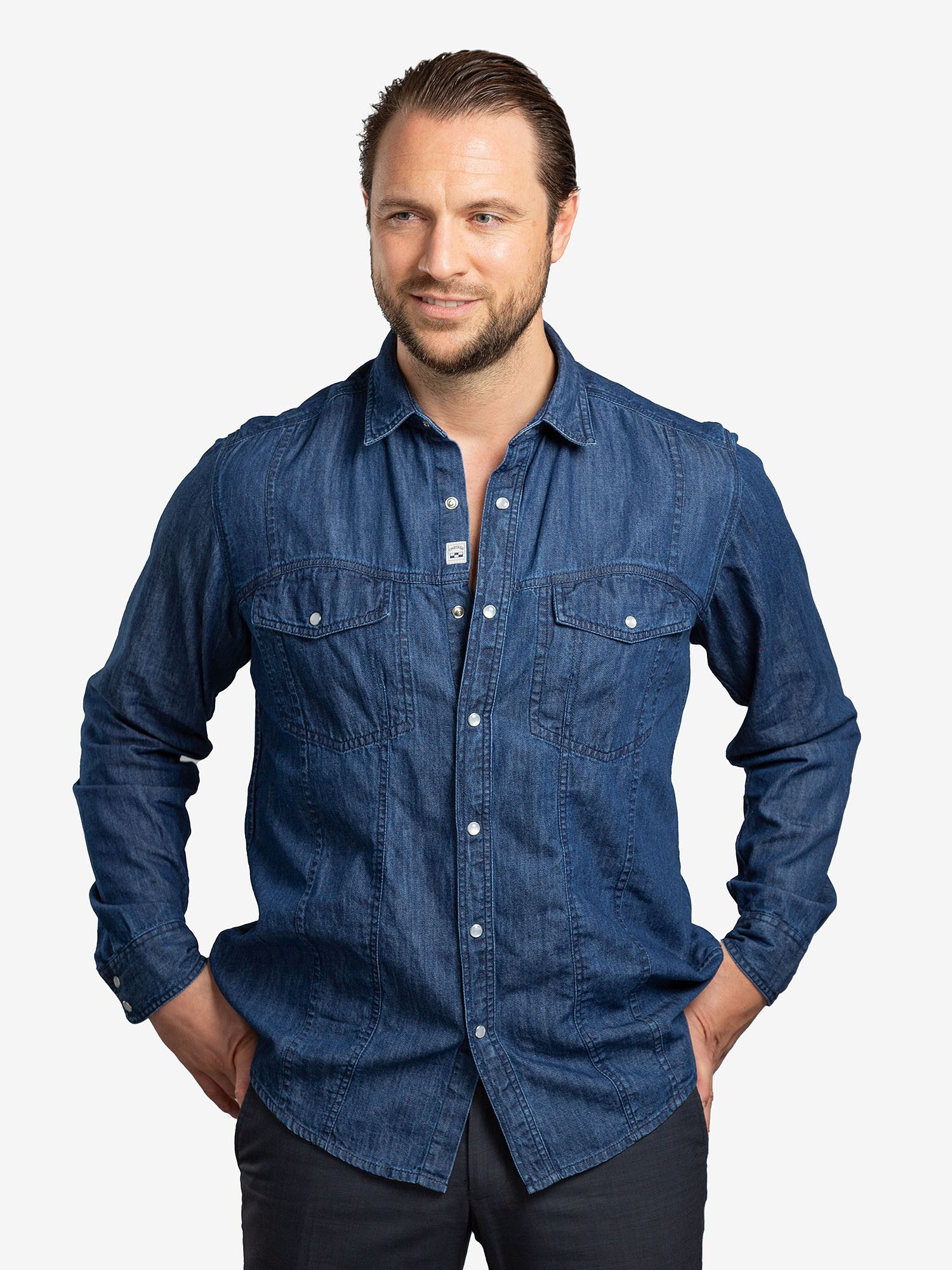 Checker Jeanshemd Dynasty Denim bluse longsleeve langarm günstig online kaufen